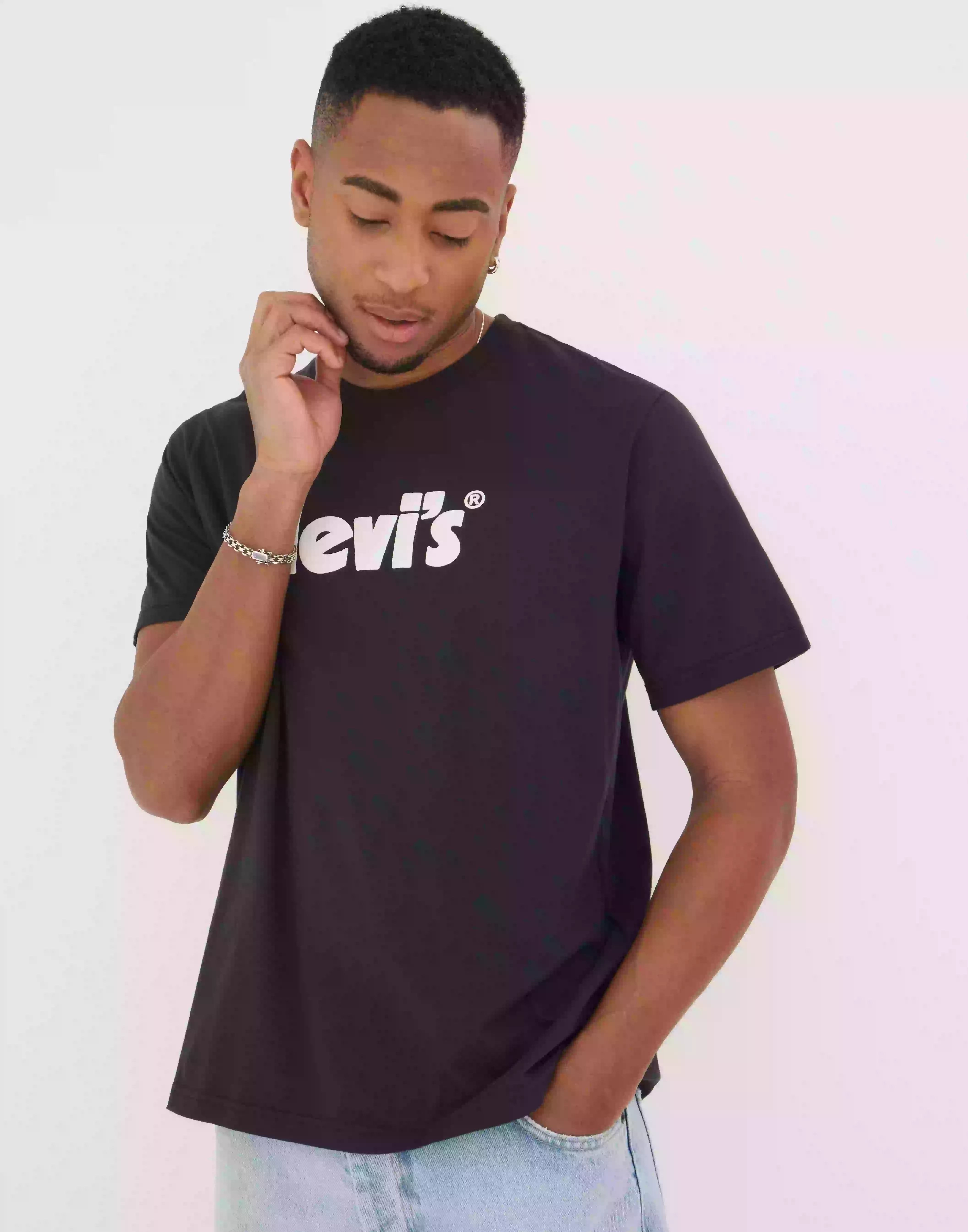 Levi's Ss Relaxed Fit Tee Poster Logo Printed t-shirts Caviar