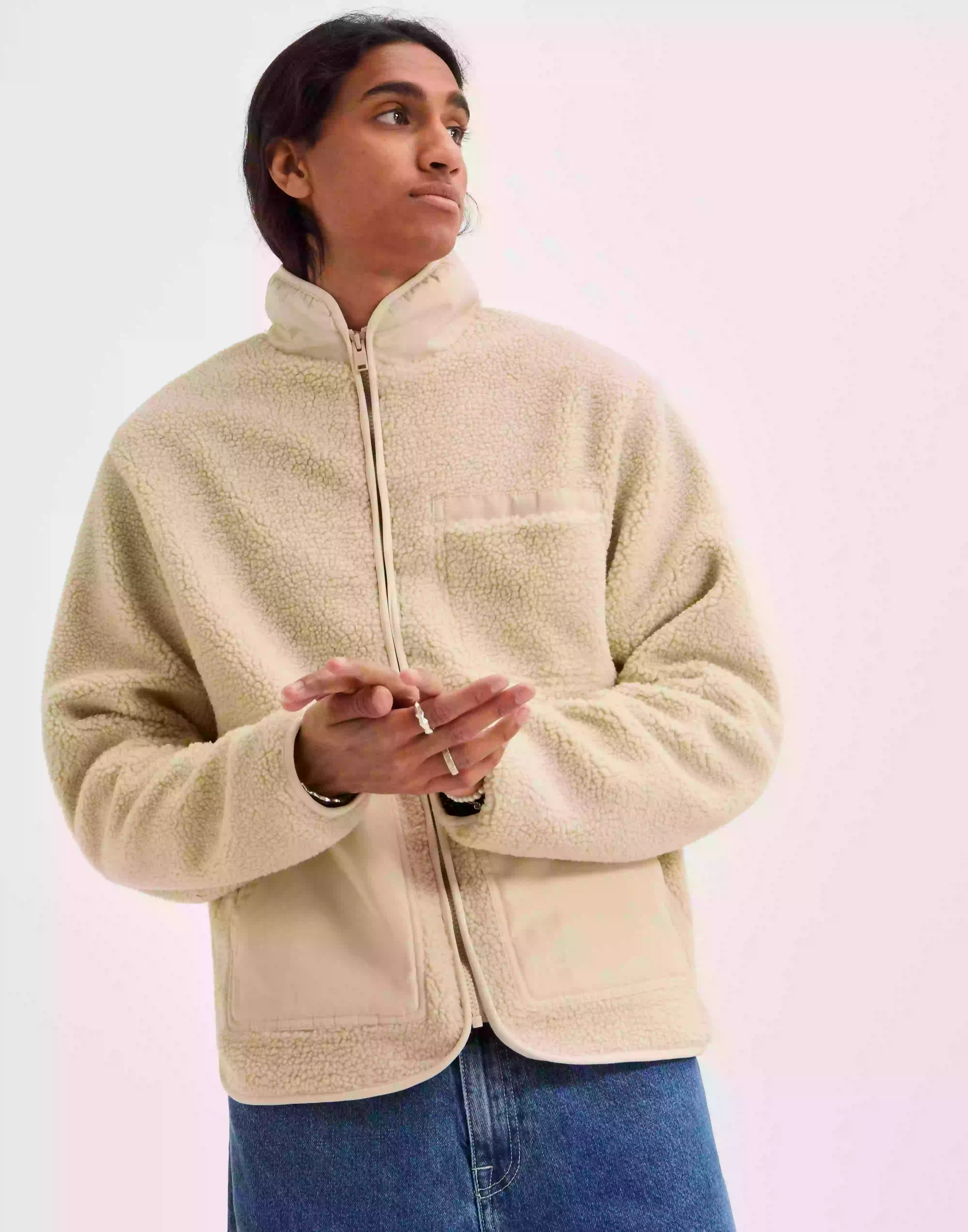 Selected Homme Slhsterling Fleece Jkt W Vårjackor & Höstjackor Oatmeal