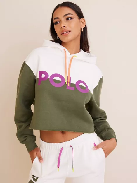 Buy Polo Ralph Lauren Logo Color-Blocked Cropped Hoodie - Multi 