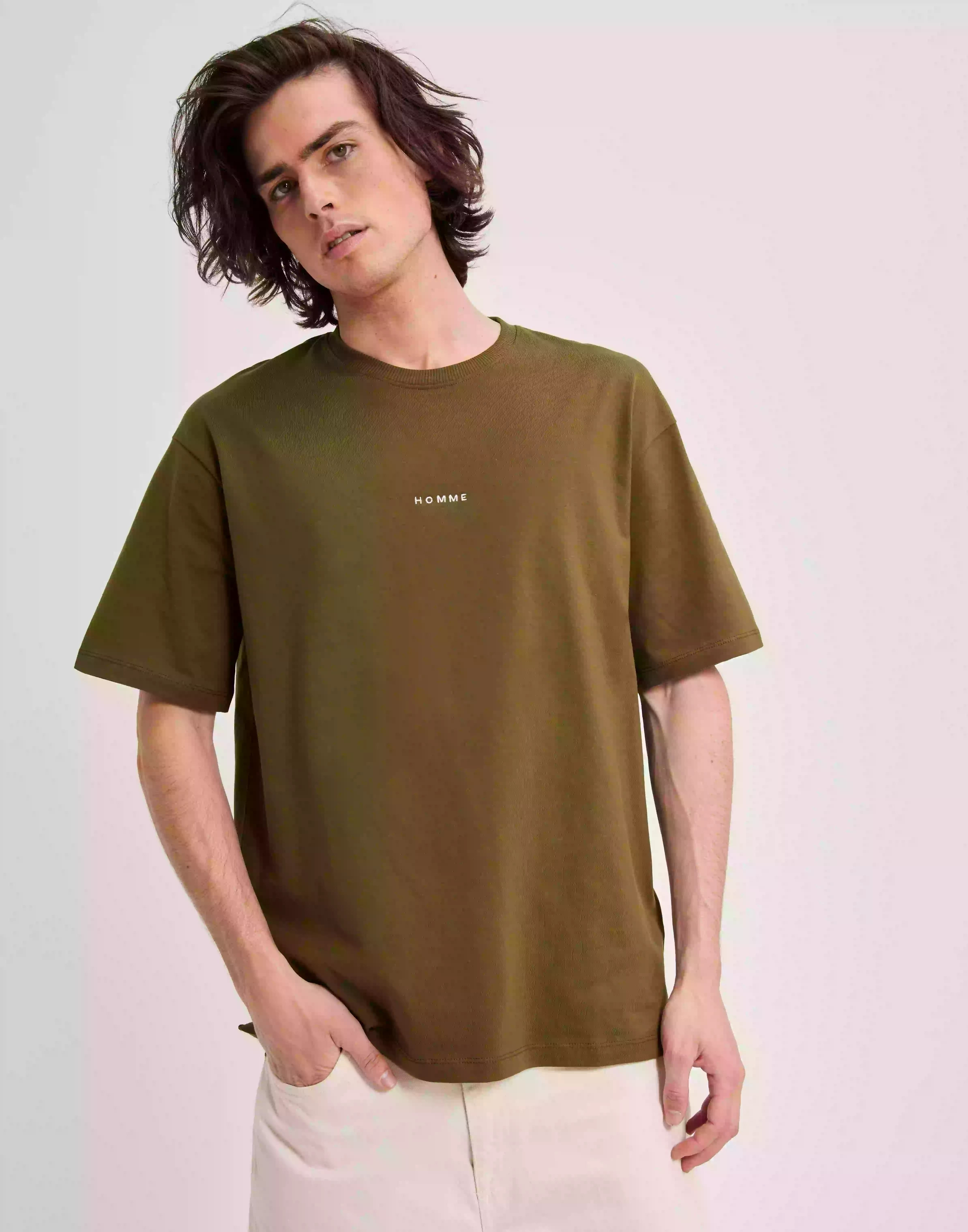 Selected Homme Slhloosehankie Ss O-Neck Tee Ex Dark Olive