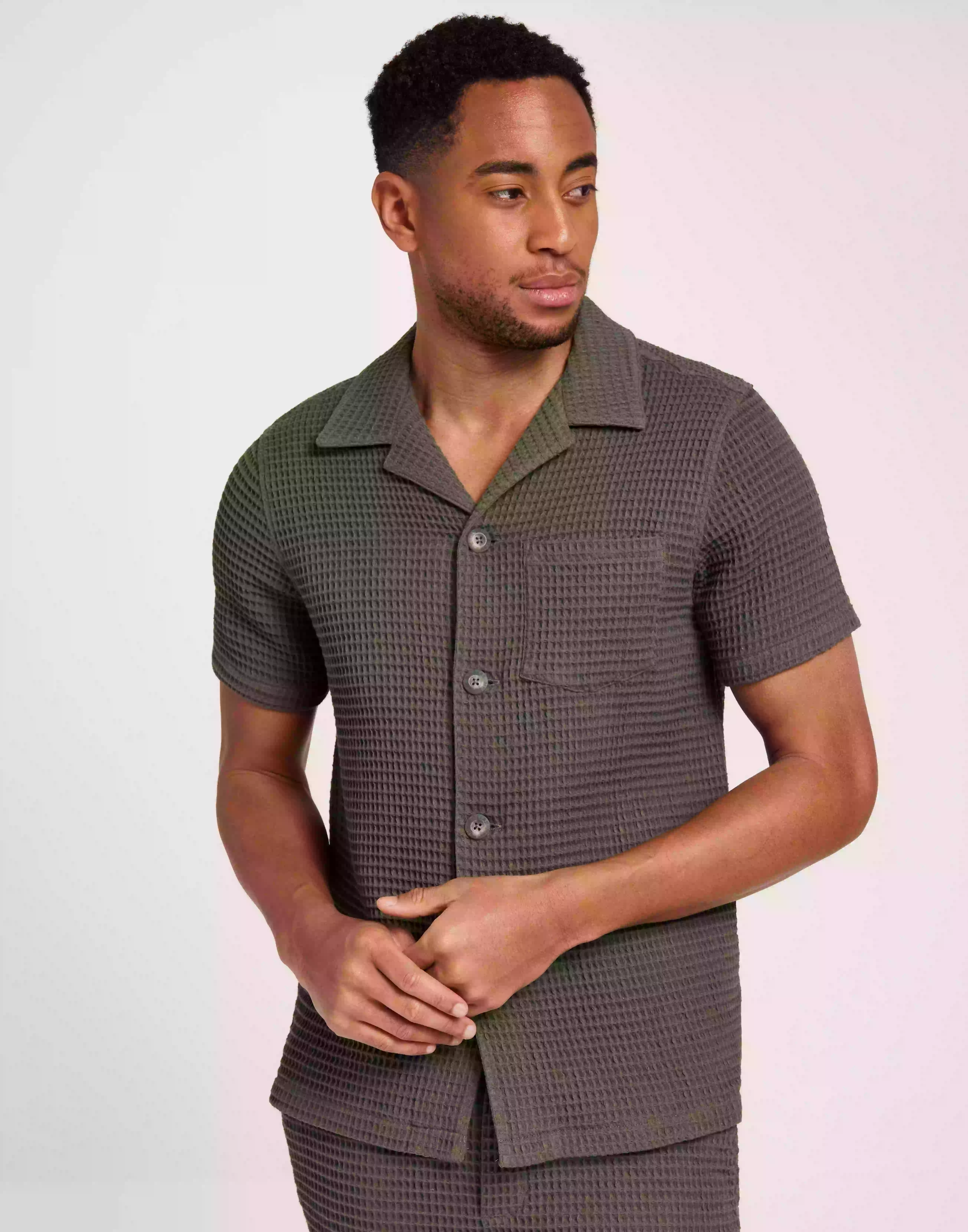 Ciszere Cameron waffle shirt Kortermede skjorter Green