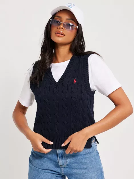 Buy Polo Ralph Lauren Cable-Knit Cotton Sleeveless Sweater - Navy |  