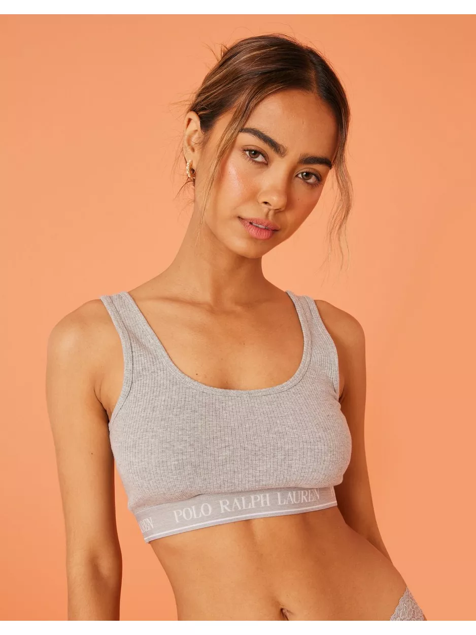 Polo Ralph Lauren Repeat-Logo Ribbed Bralette Mjuk BH utan bygel Heather