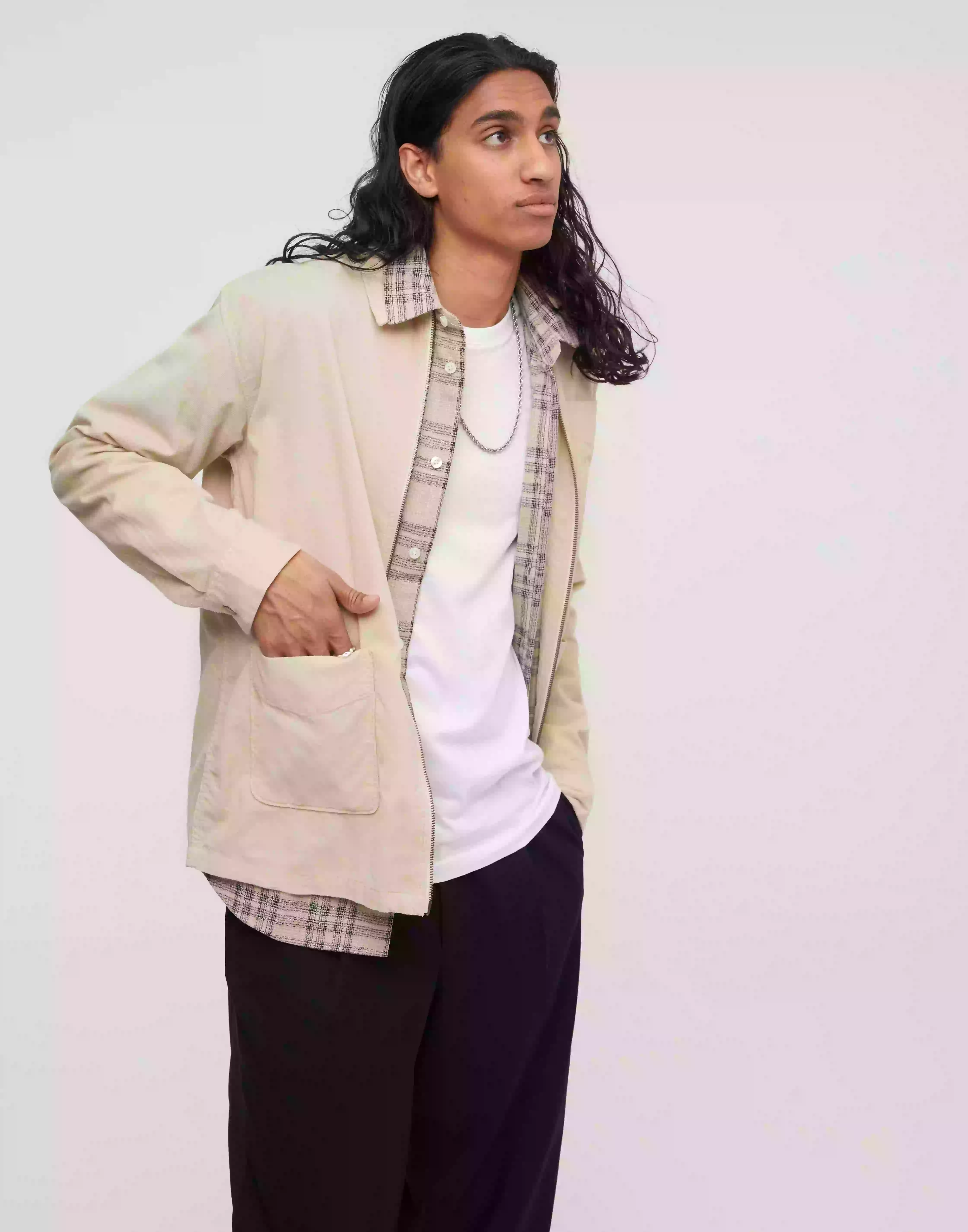 Selected Homme Slhlooseharald Overshirt Ls Zip W Overshirts Oatmeal
