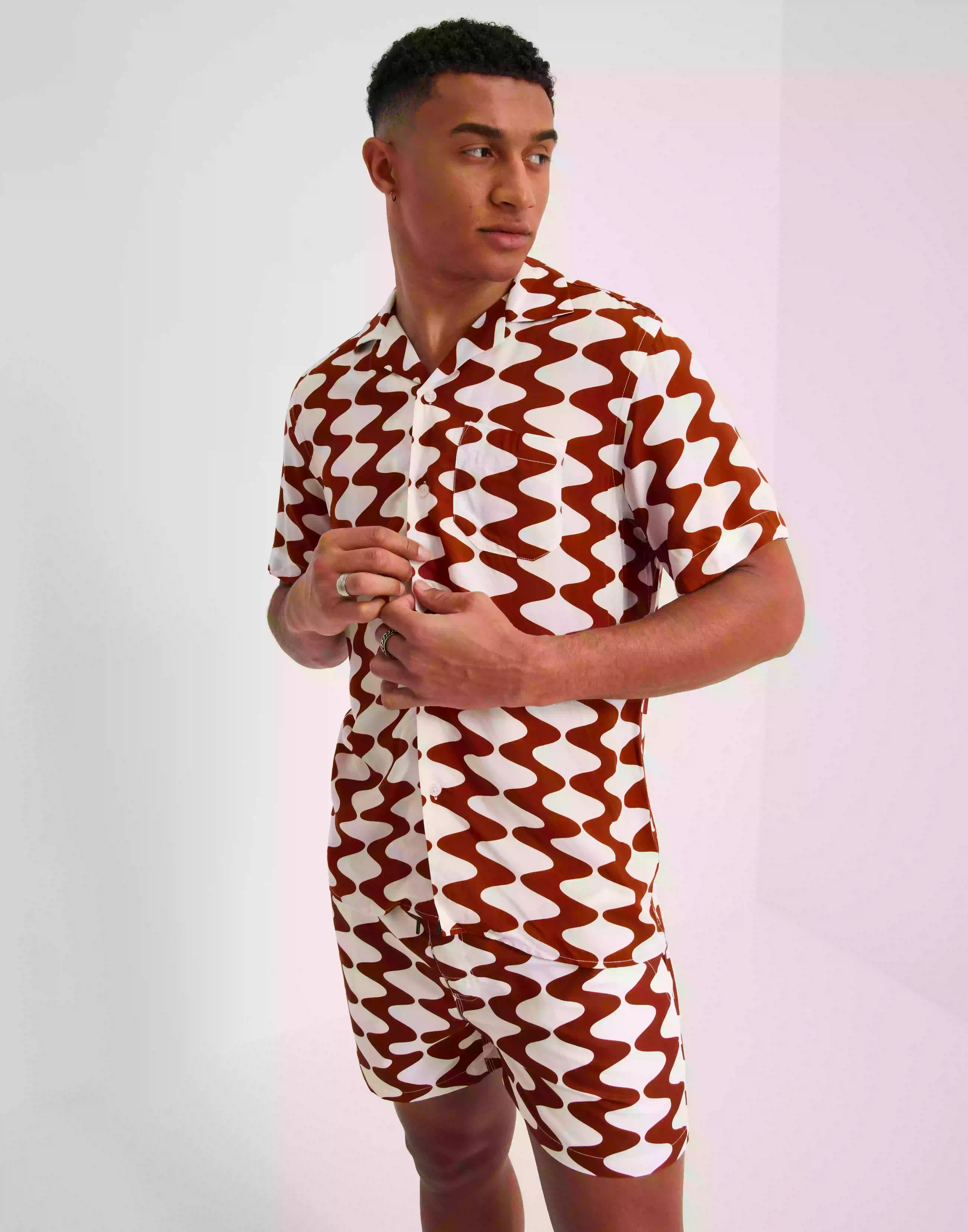 OAS Viscose Shirt Kortärmade skjortor Burgundy