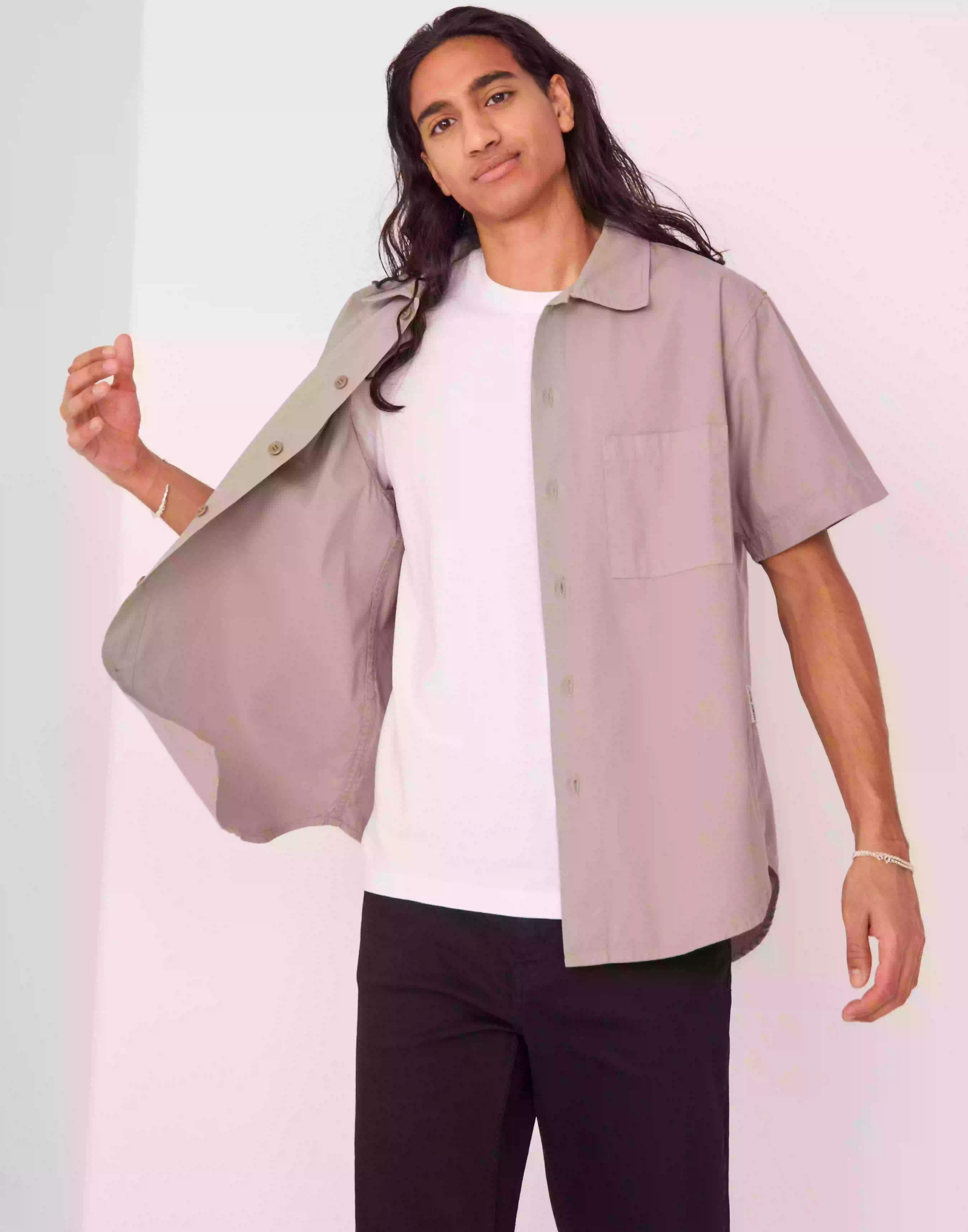 GARMENT PROJECT S/S Cotton Shirt Kortærmede skjorter Taupe