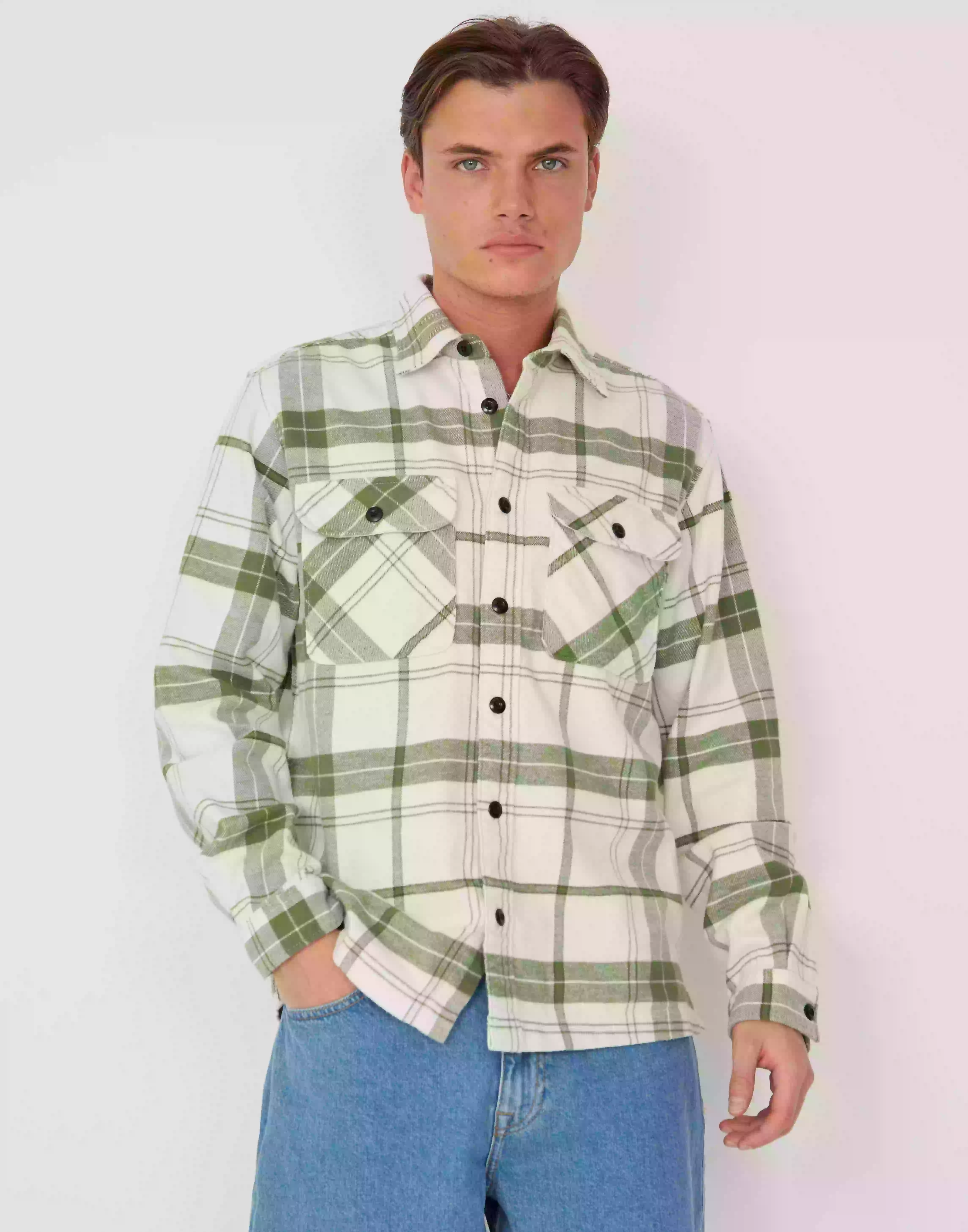 Selected Homme Slhloosepatrice Overshirt Ls M Overshirts Olivine Check