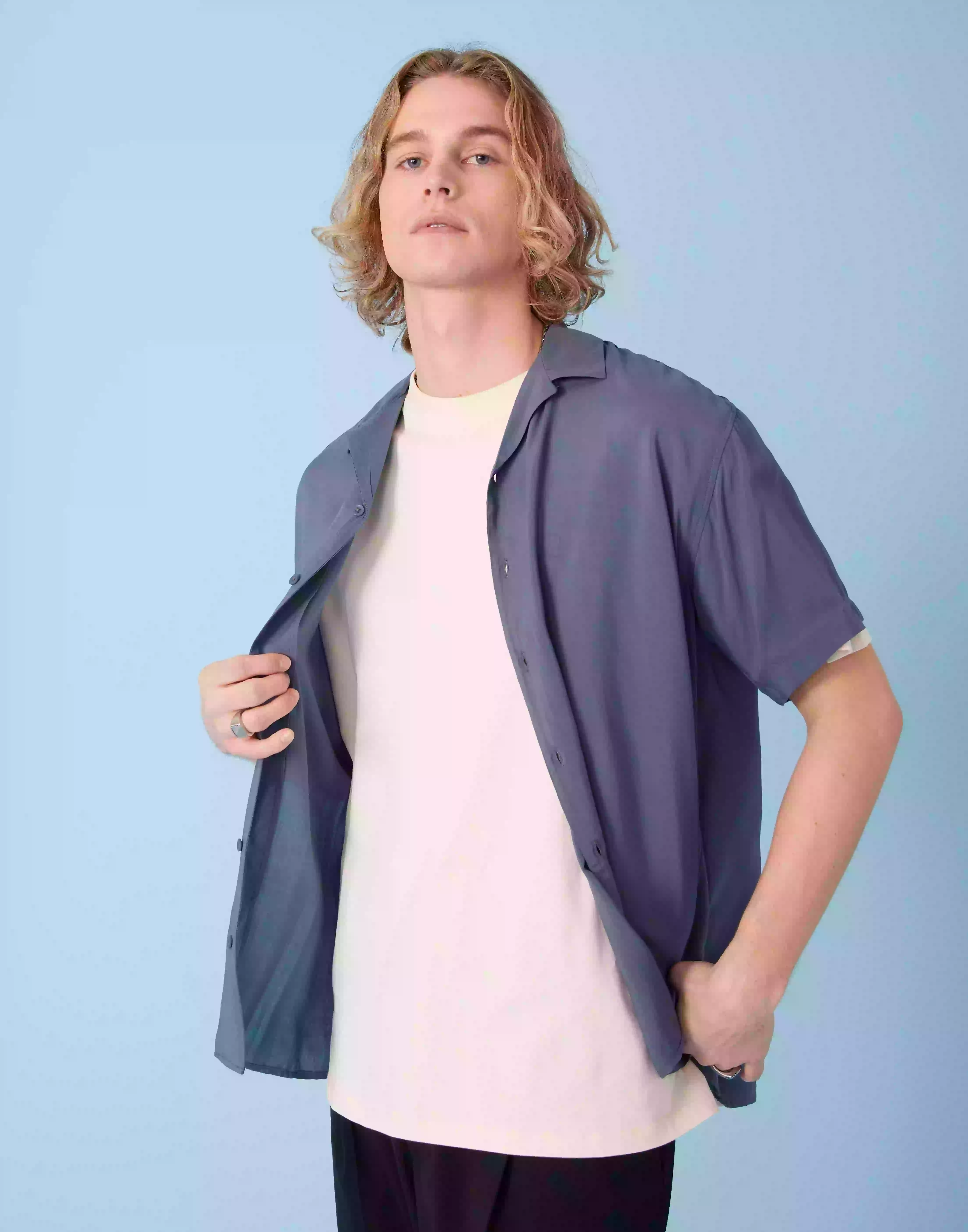 Jack & Jones Jjeli Resort Shirt Ss Kortärmade skjortor Grisaille /Relaxed Resort
