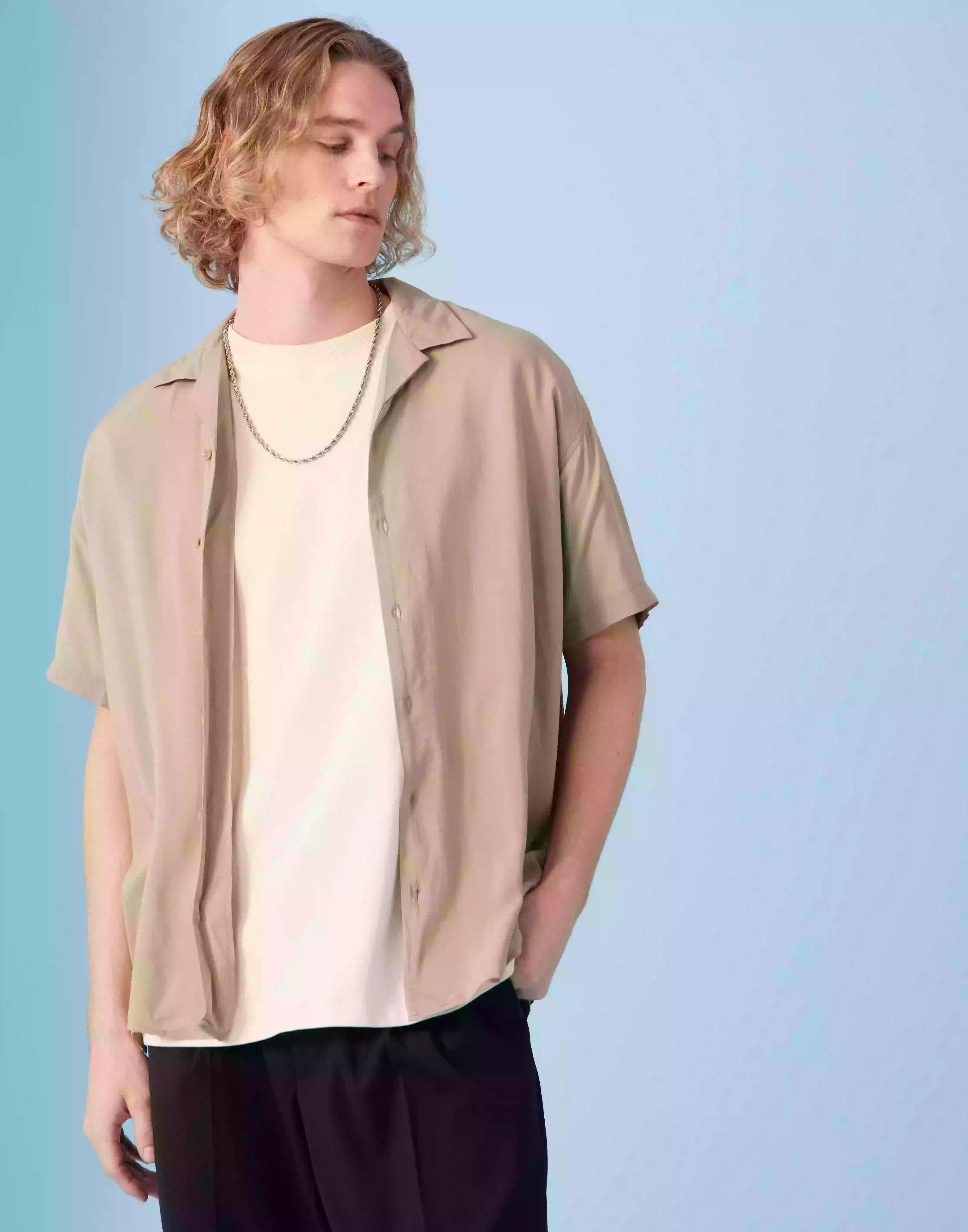 Jack & Jones Jjeli Resort Shirt Ss Kortärmade skjortor Crockery /Relaxed Resort