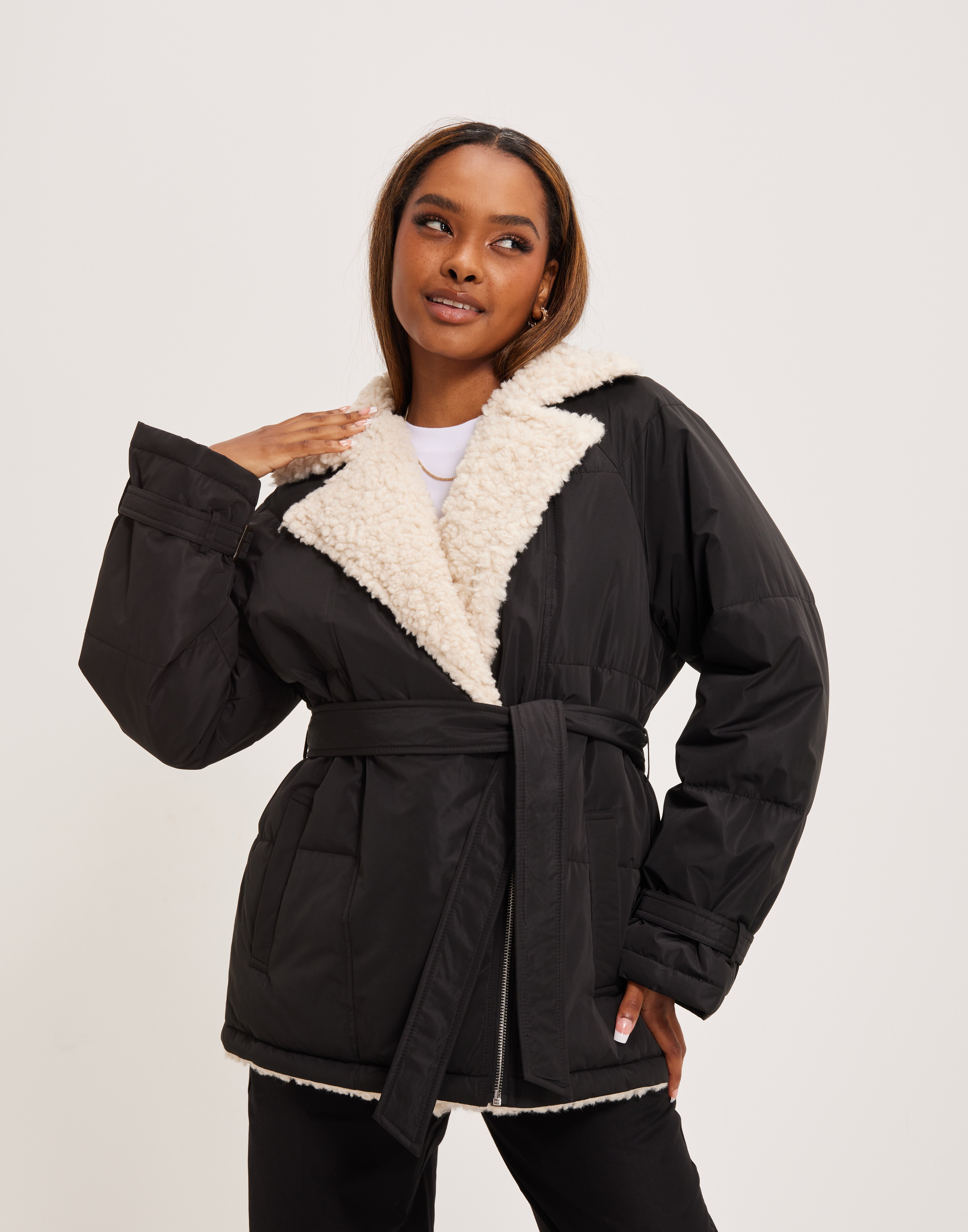 shearling puffer coat