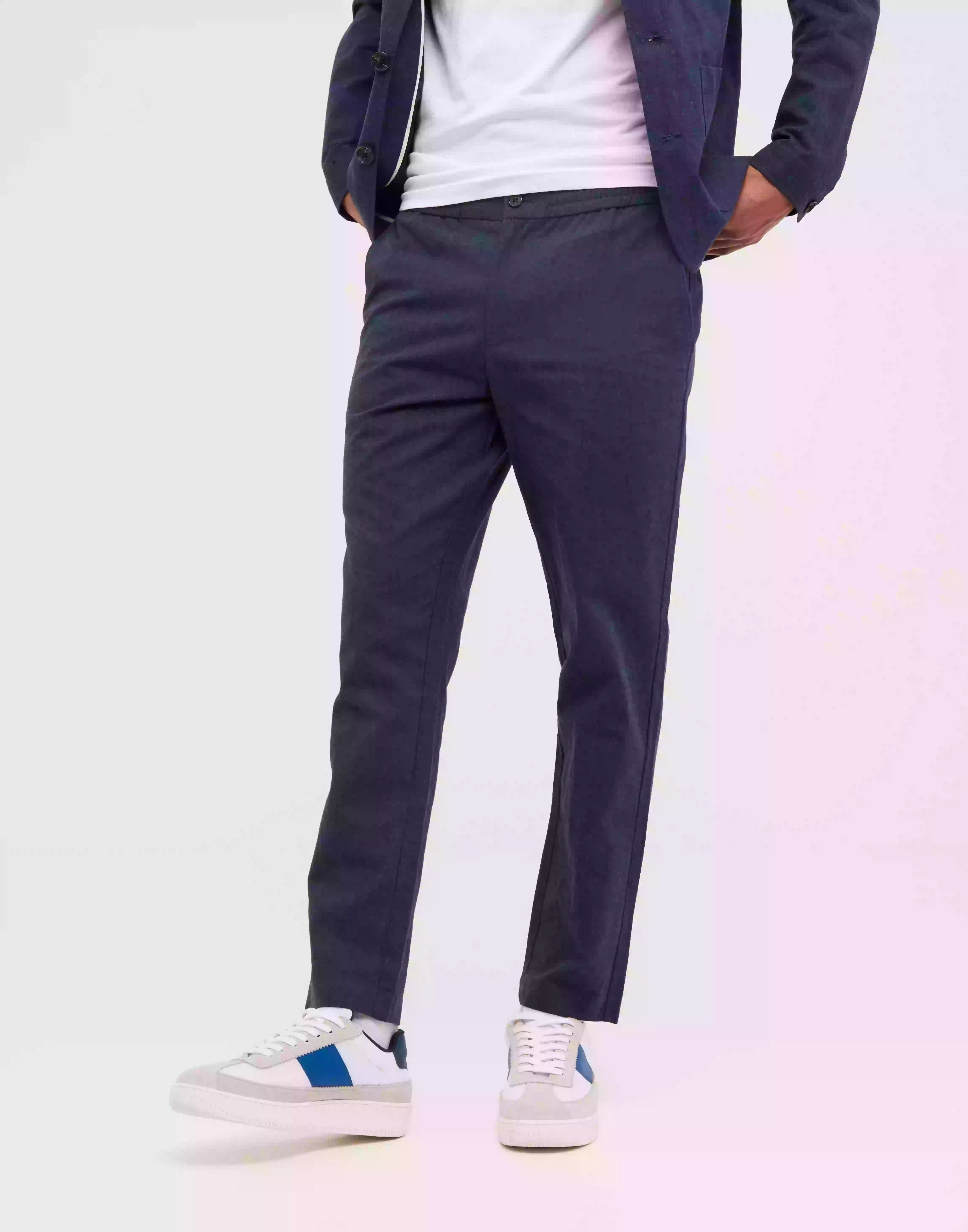 Jack & Jones Jprlinen David String Trouser Linnebyxor Dark Navy Slim Fit