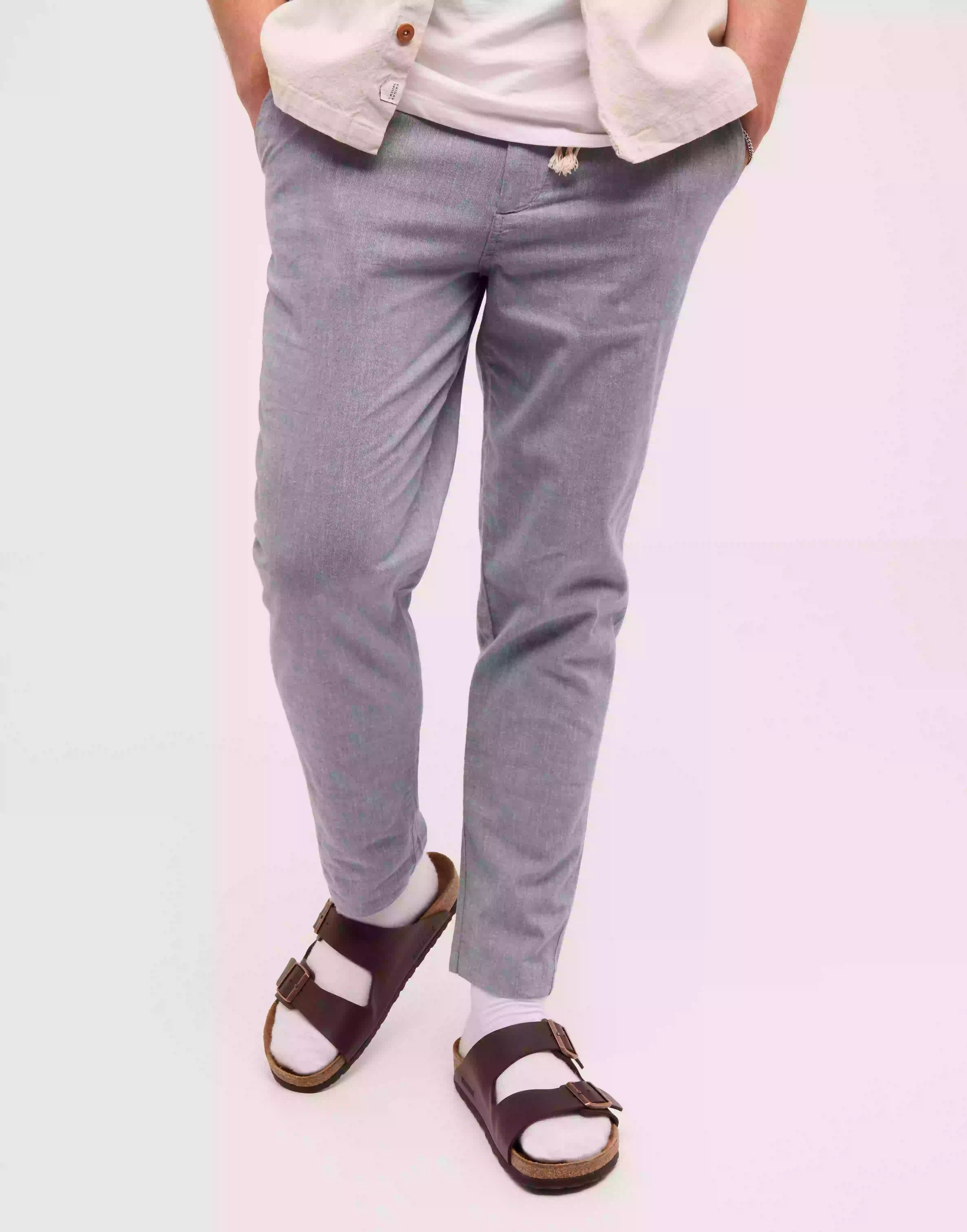 Jack & Jones Jpstace Jjsky Linen Akm Grisaille S Linnebyxor Grisaille