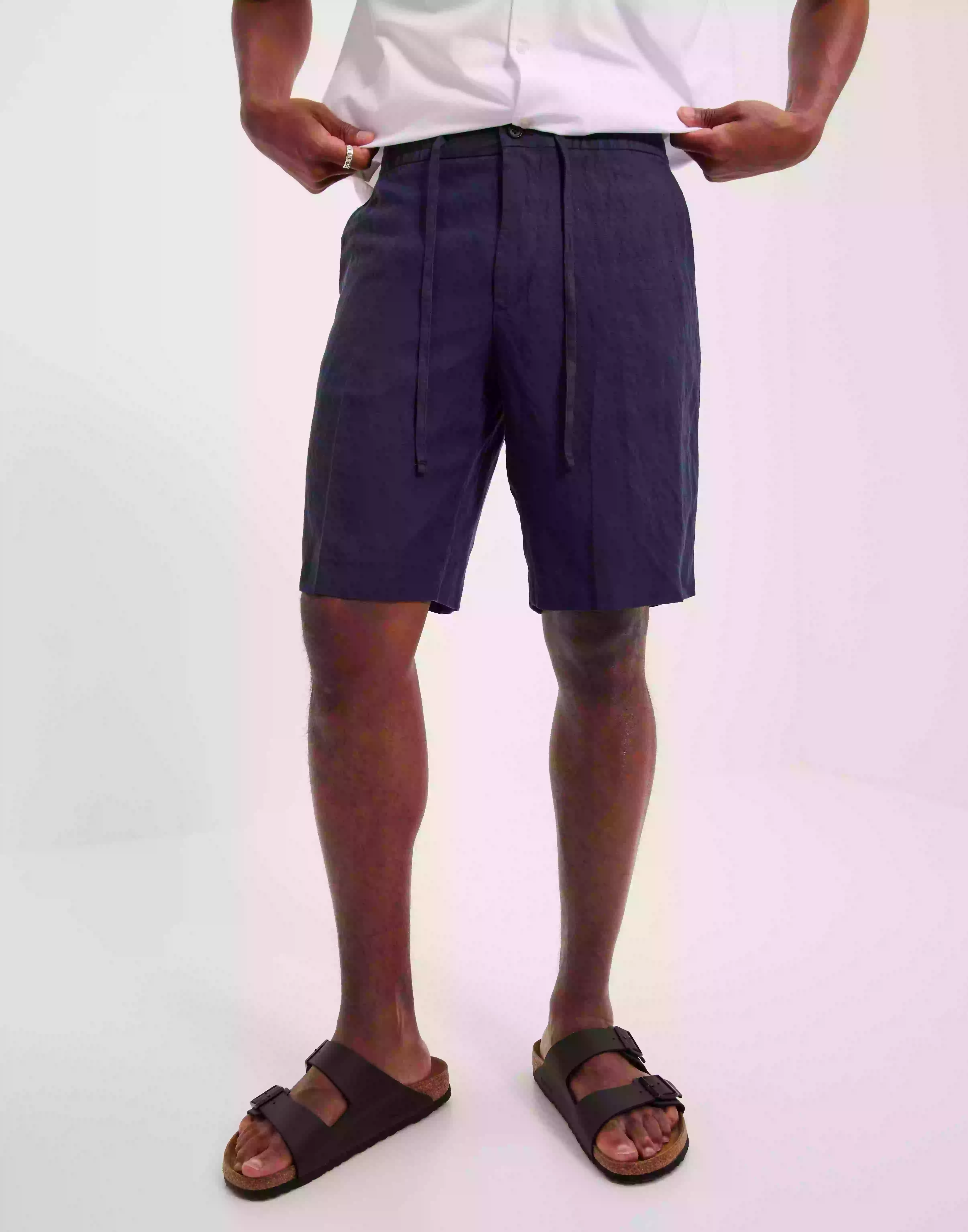 J Lindeberg Sasha Drape Linen Shorts Hørshorts Navy