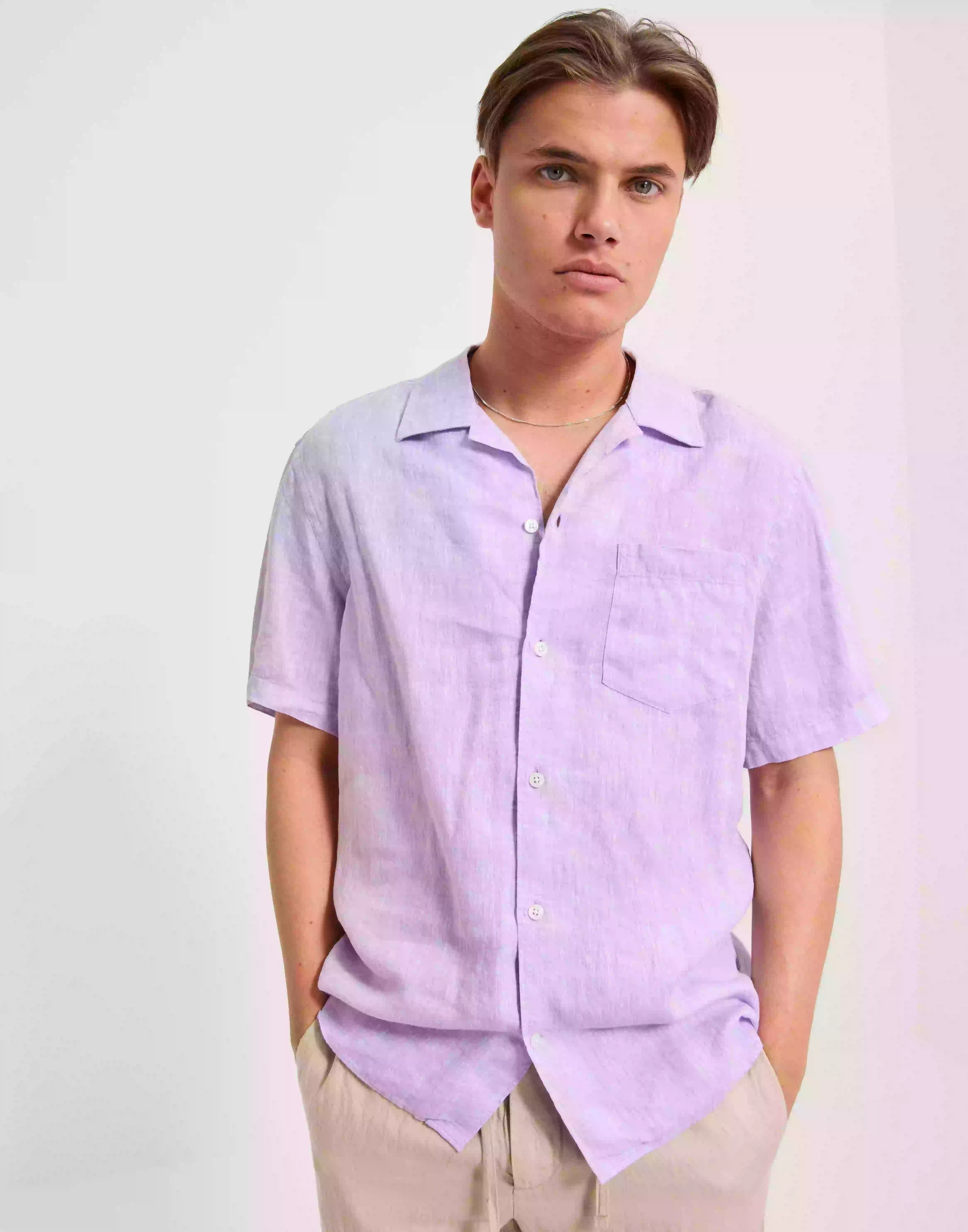 J Lindeberg Linen Melange SS Reg Shirt Kortärmade skjortor Rhapsody