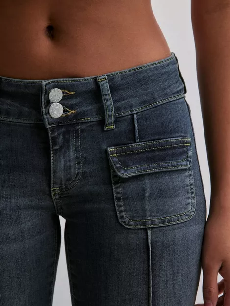 Buy Nelly Low Waist Bootcut Pocket Jeans - Vintage Blue Denim | Nelly.com
