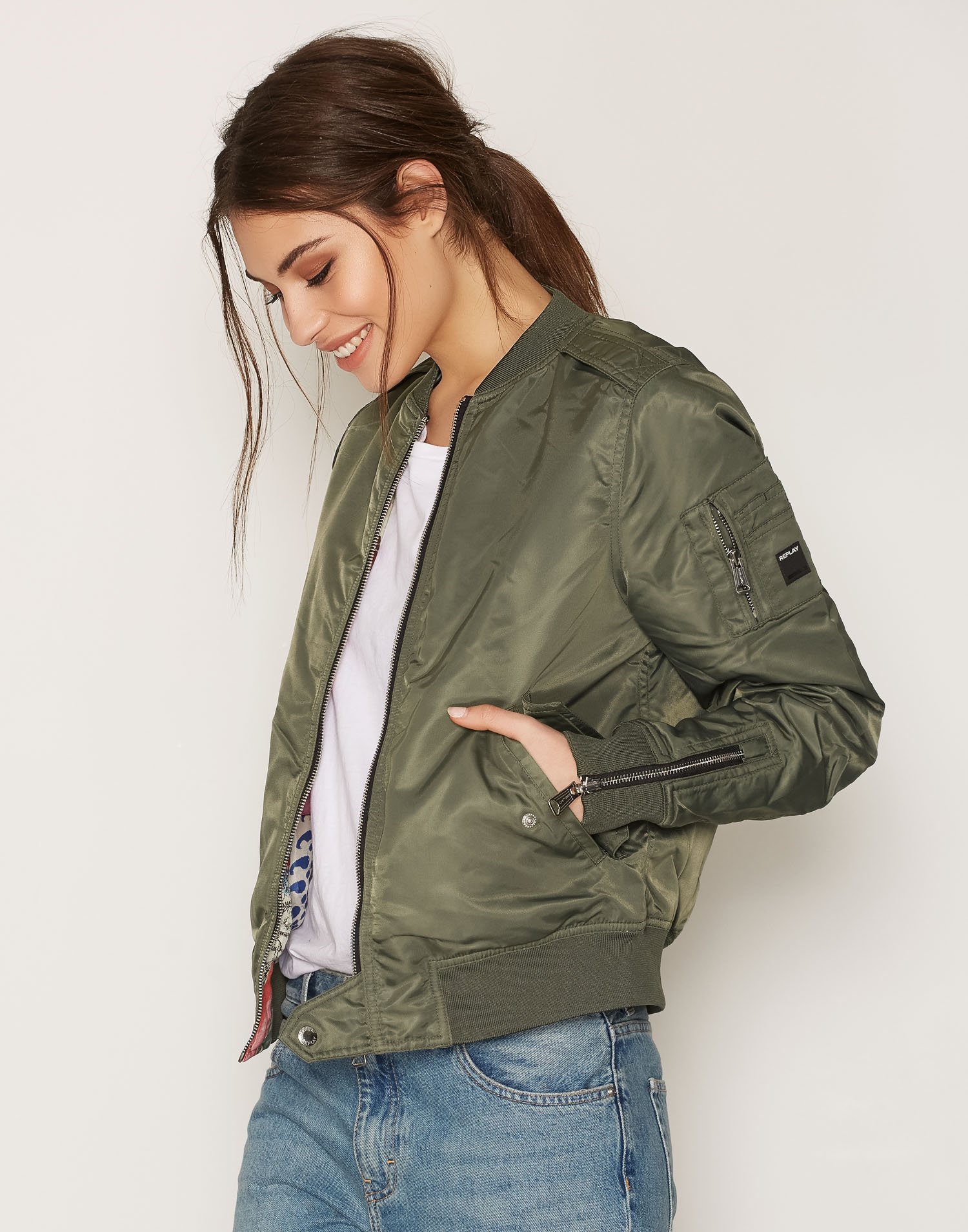 replay bomber jacket womens