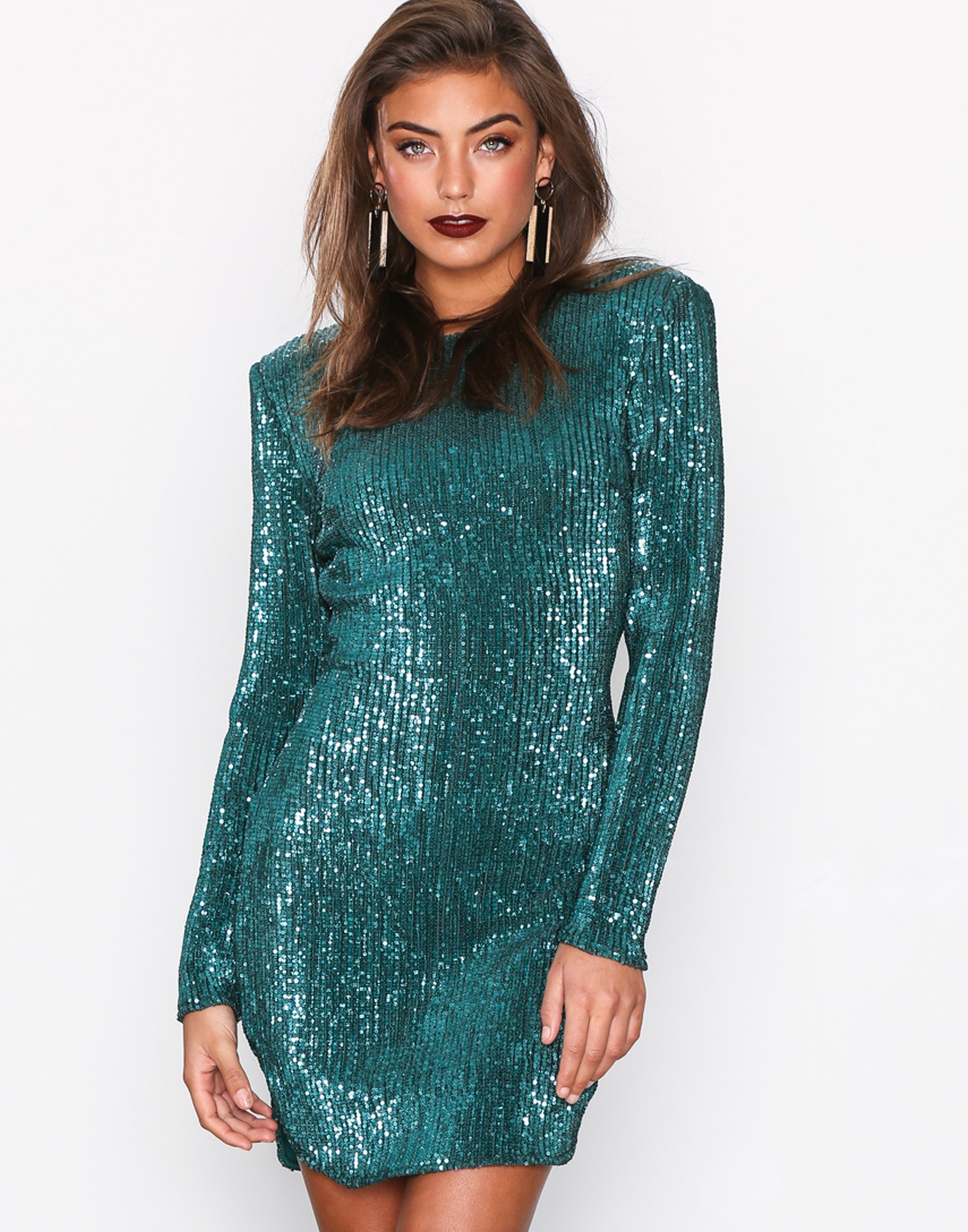 Power Sequin Dress - Nly Trend - Green - Party Dresses - Clothing ...