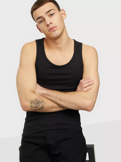 Men's black ribbed tank top in organic cotton - 2-pack - Bread & Boxers -  Bread & Boxers