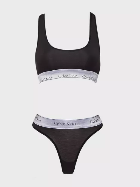 Buy Calvin Klein Underwear Unlined Bralette & Thong Set - Black 