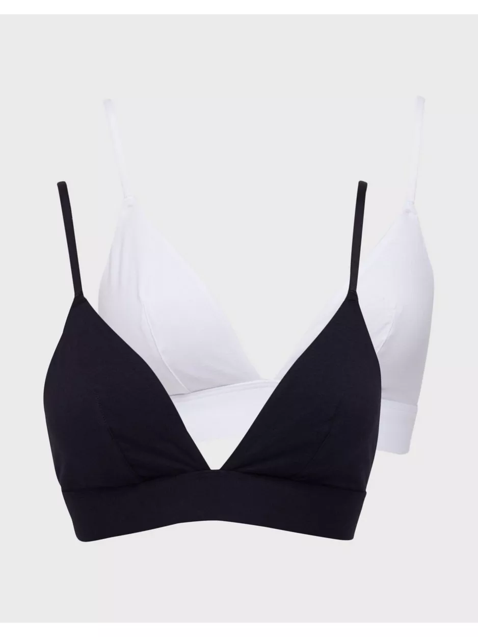 DORINA Lila-2PP Non Padded Bralette Mjuk BH utan bygel Svart/Vit