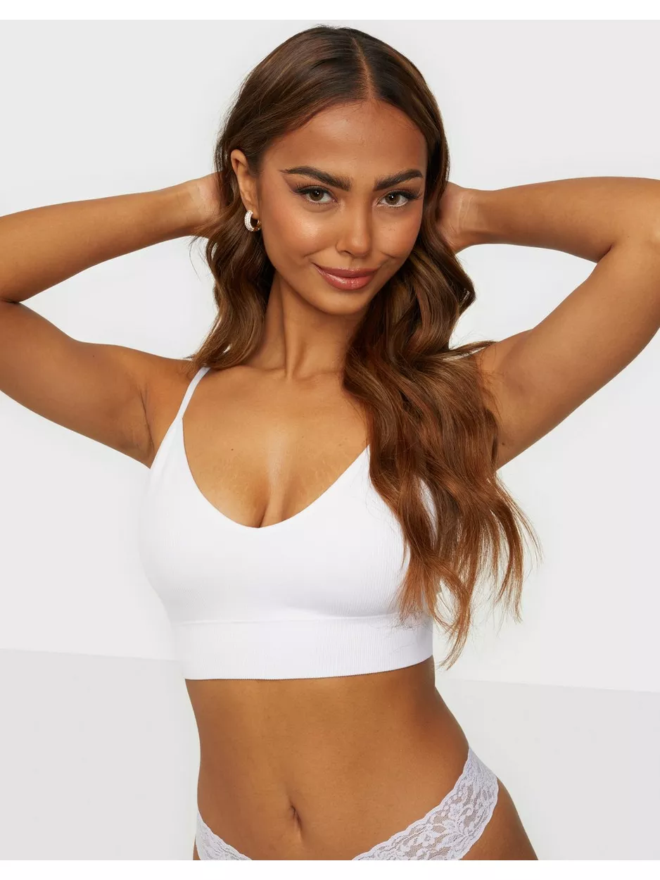 Lindex Bra Seamless Rib top Mjuk BH utan bygel White