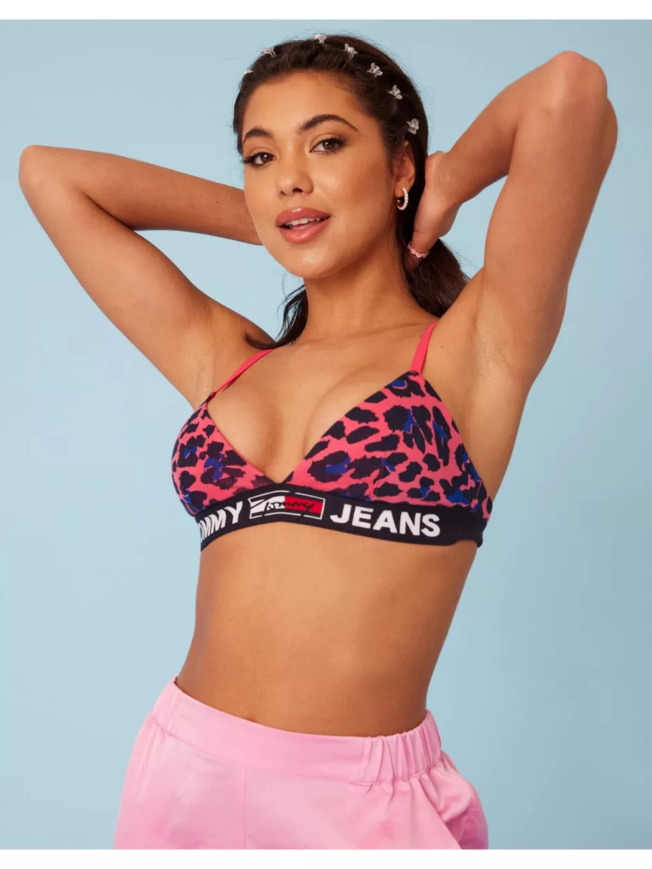 Tommy Hilfiger Underwear Triangle Bralette Print Mjuk BH utan bygel Rosa