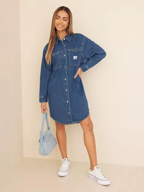 Buy Calvin Klein Jeans UTILITY SHIRT DRESS - Blue | Jeanskleider