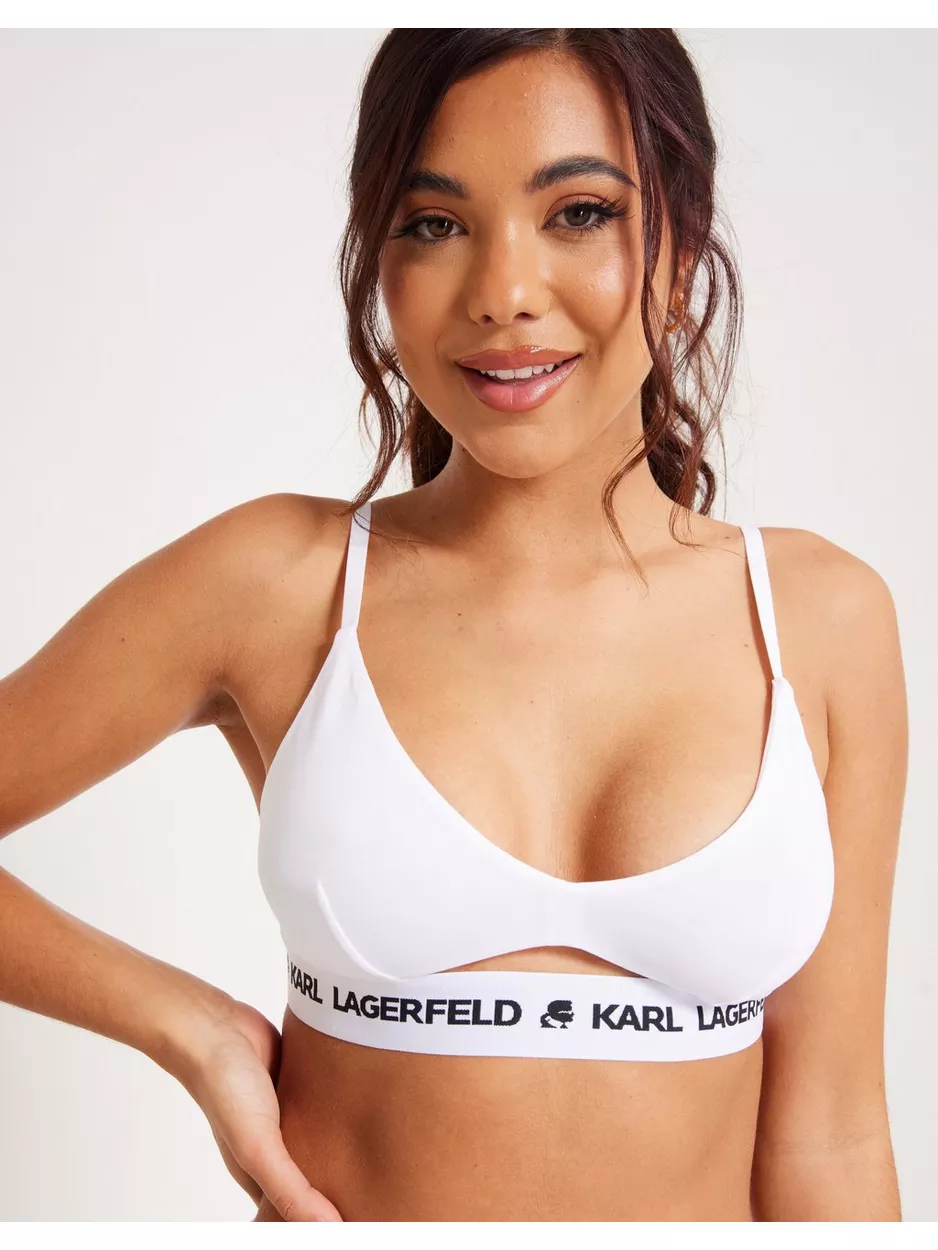 Karl Lagerfeld Peephole Logo Bra Mjuk BH utan bygel White