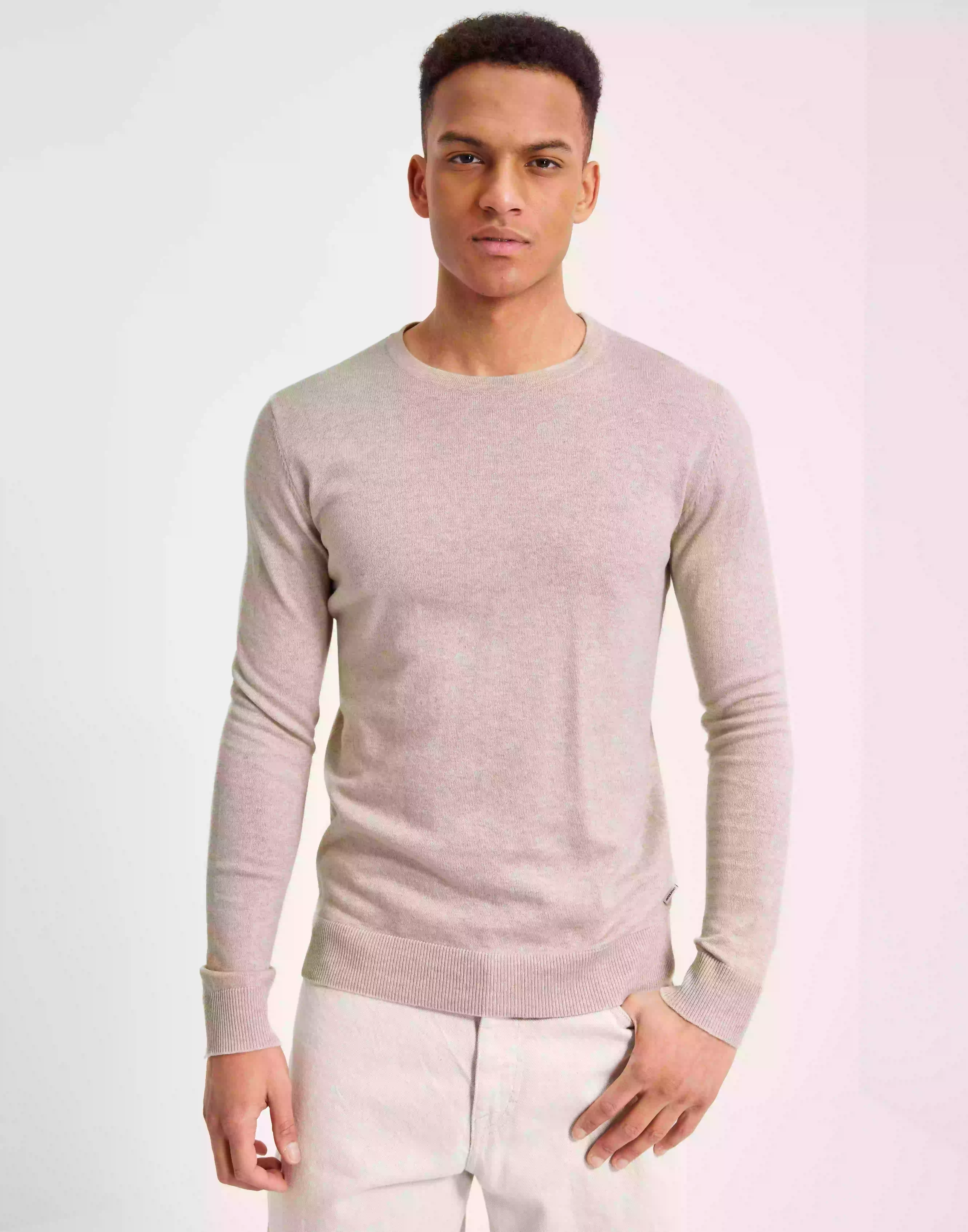 Jack & Jones Jjeemil Knit Crew Neck Noos Strikkegensere Oatmeal Melange