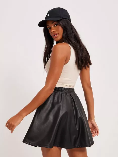 Leather Look Full Skater Skirt