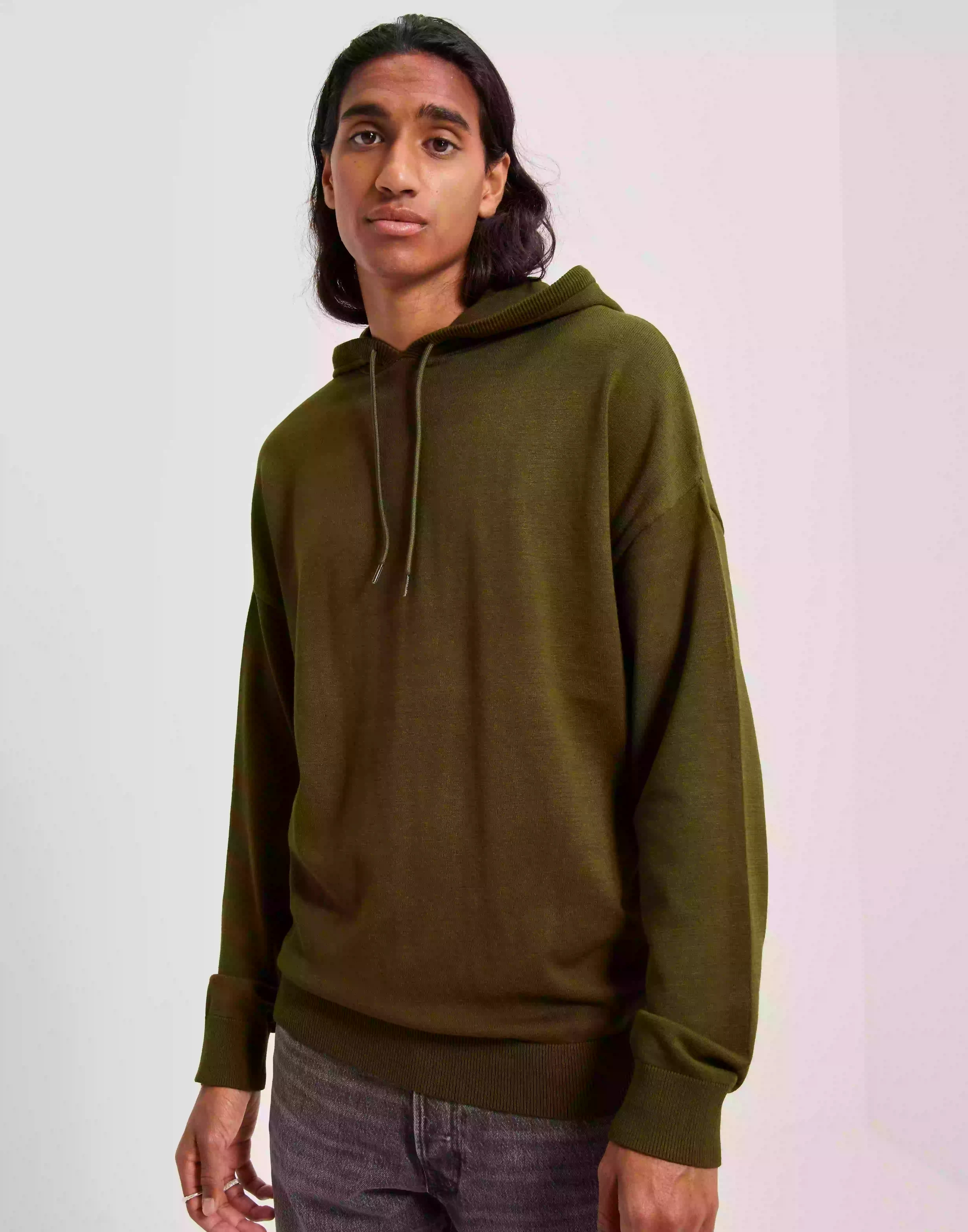 Selected Homme Slhteller Ls Knit Hoodie W Hoodies Dark Olive