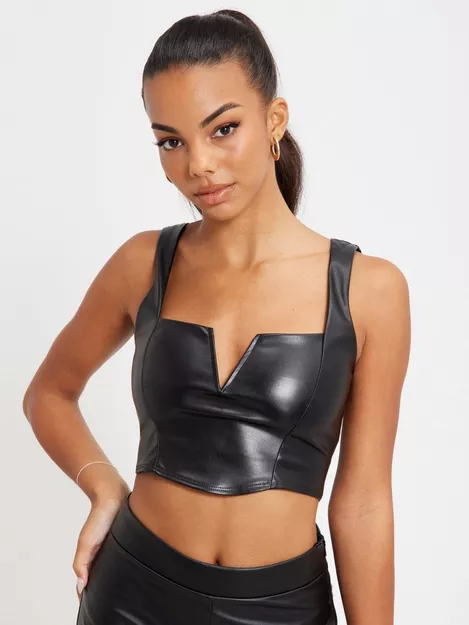 får Midlertidig Situation Buy Nelly Leather Look Wire Top - Black | Nelly.com