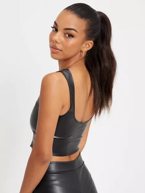 Buy Nelly Leather Look Wire Top - Black