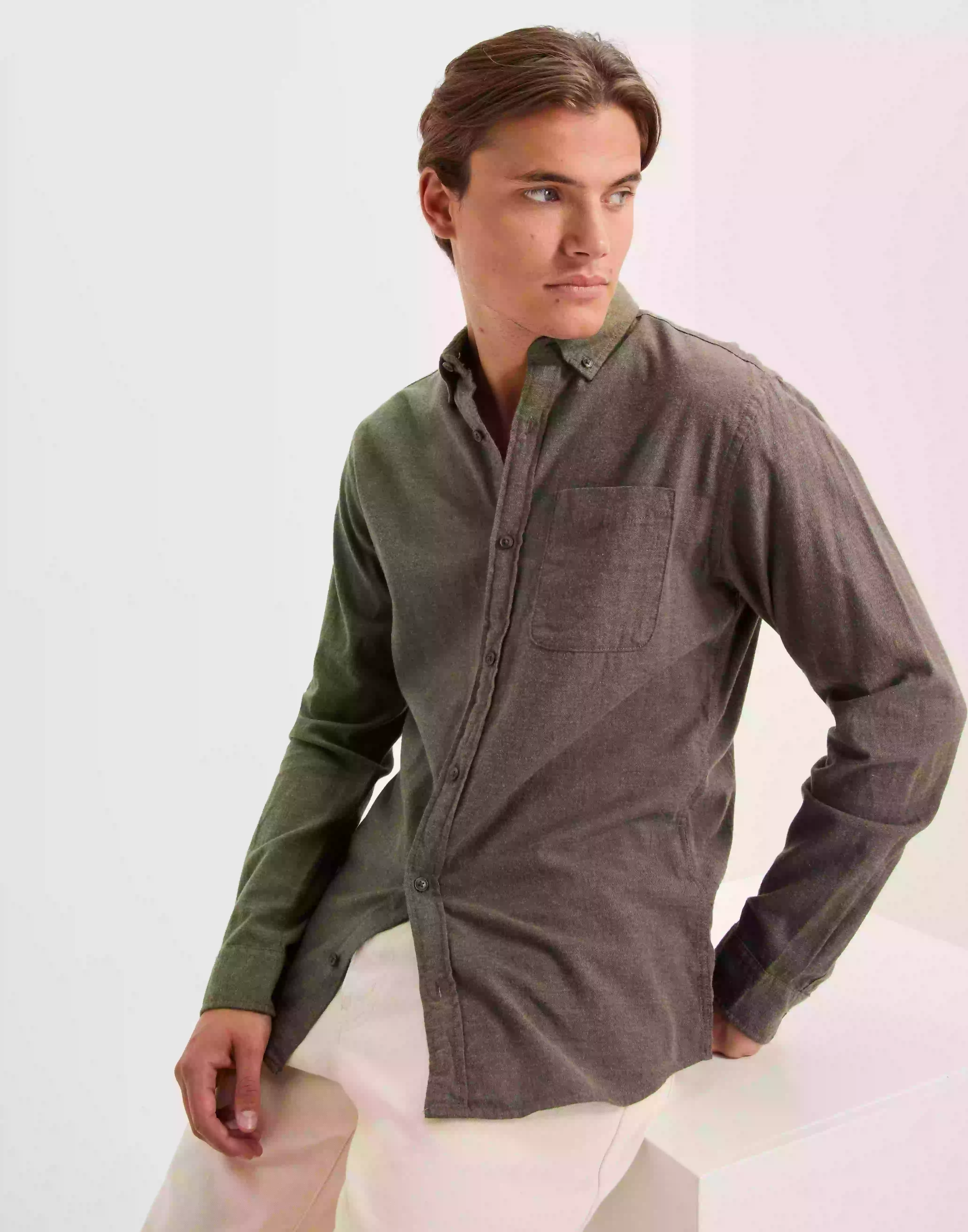 Jack & Jones Jjeclassic Melange Shirt L/S AU22 S Hverdagsskjorter Rosin Slim Fit