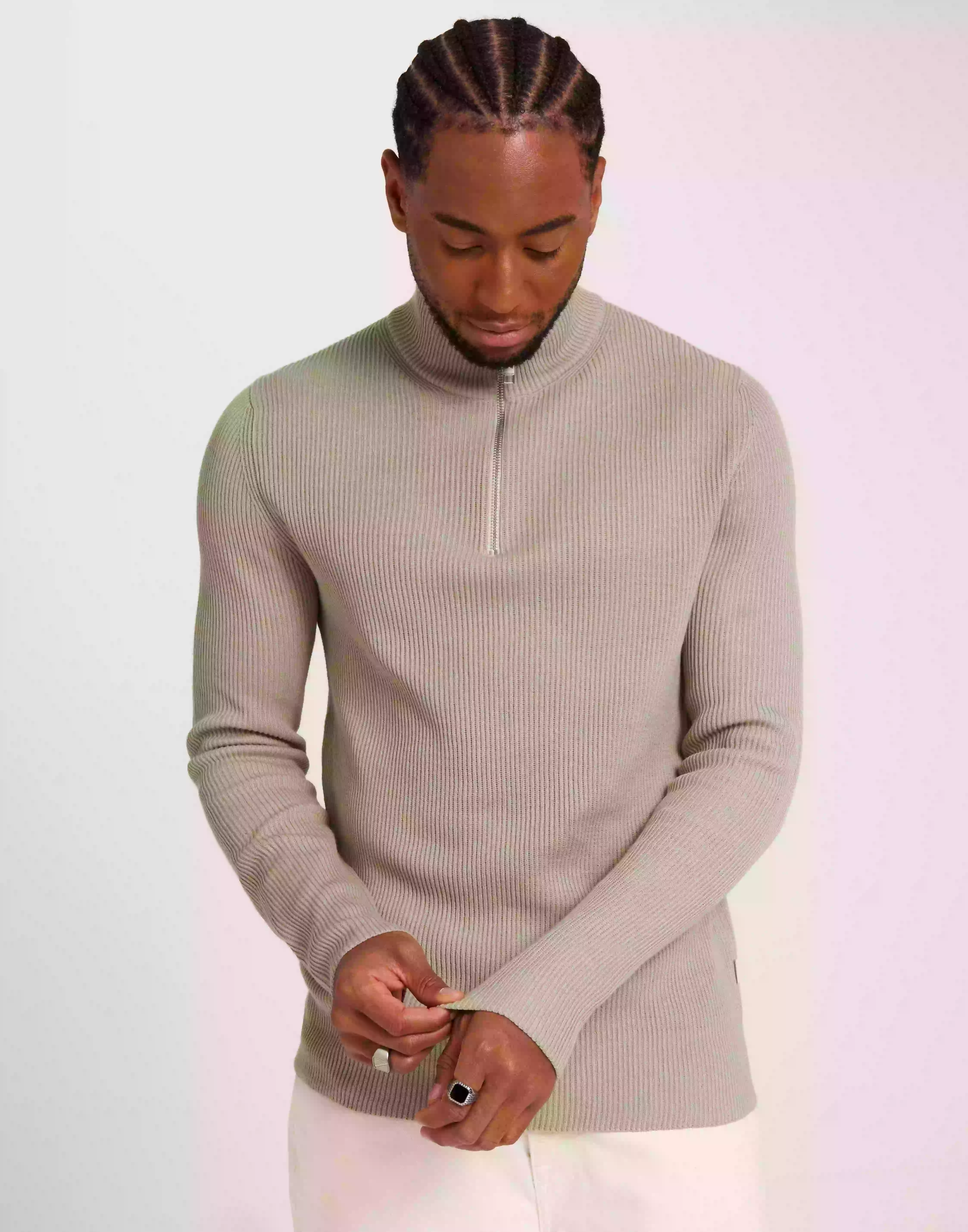 Jack & Jones Jprccperfect Knit Half Zip Sn Stickade tröjor Island Fossil
