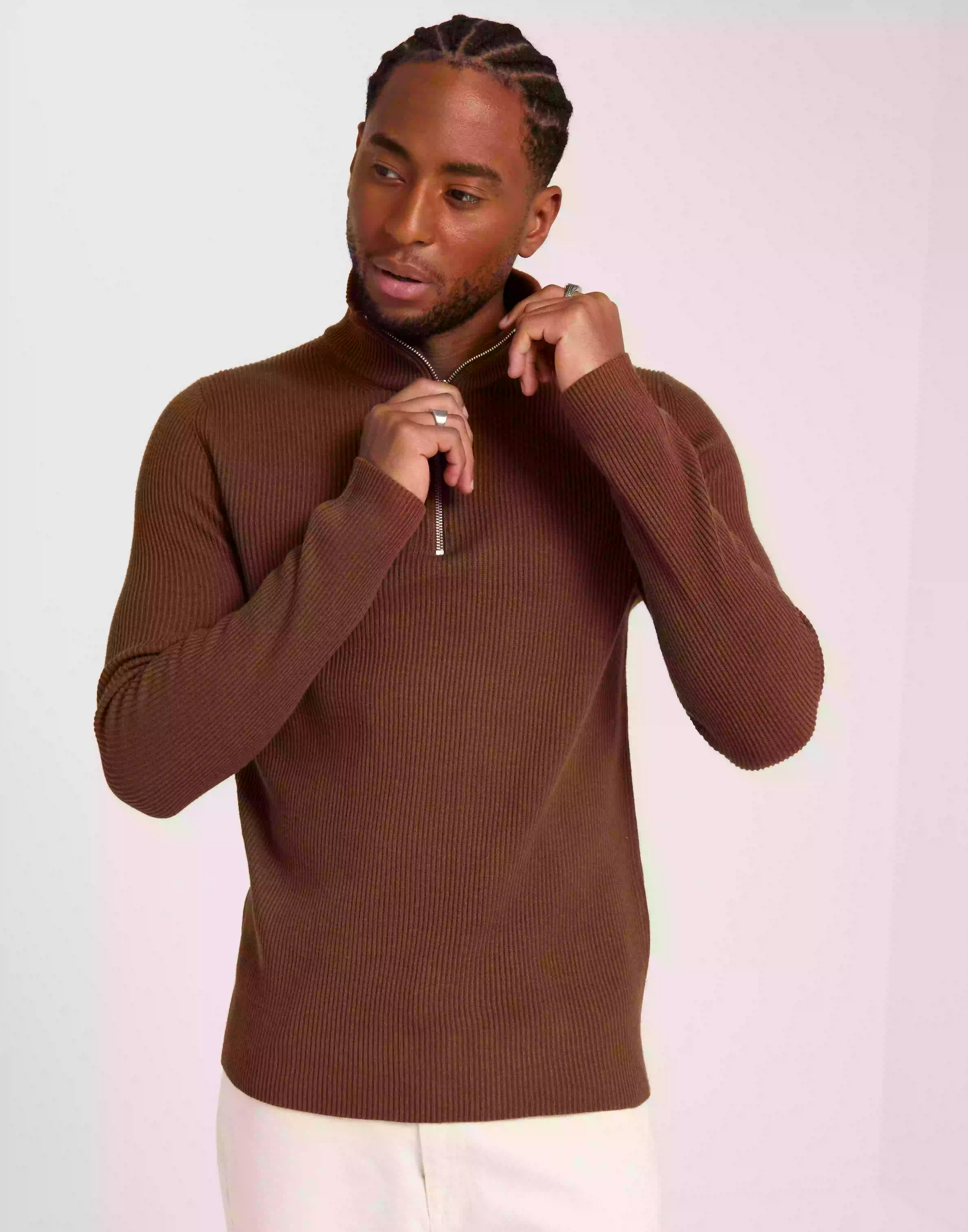 Jack & Jones Jprccperfect Knit Half Zip Sn Strikkegensere Cambridge Brown