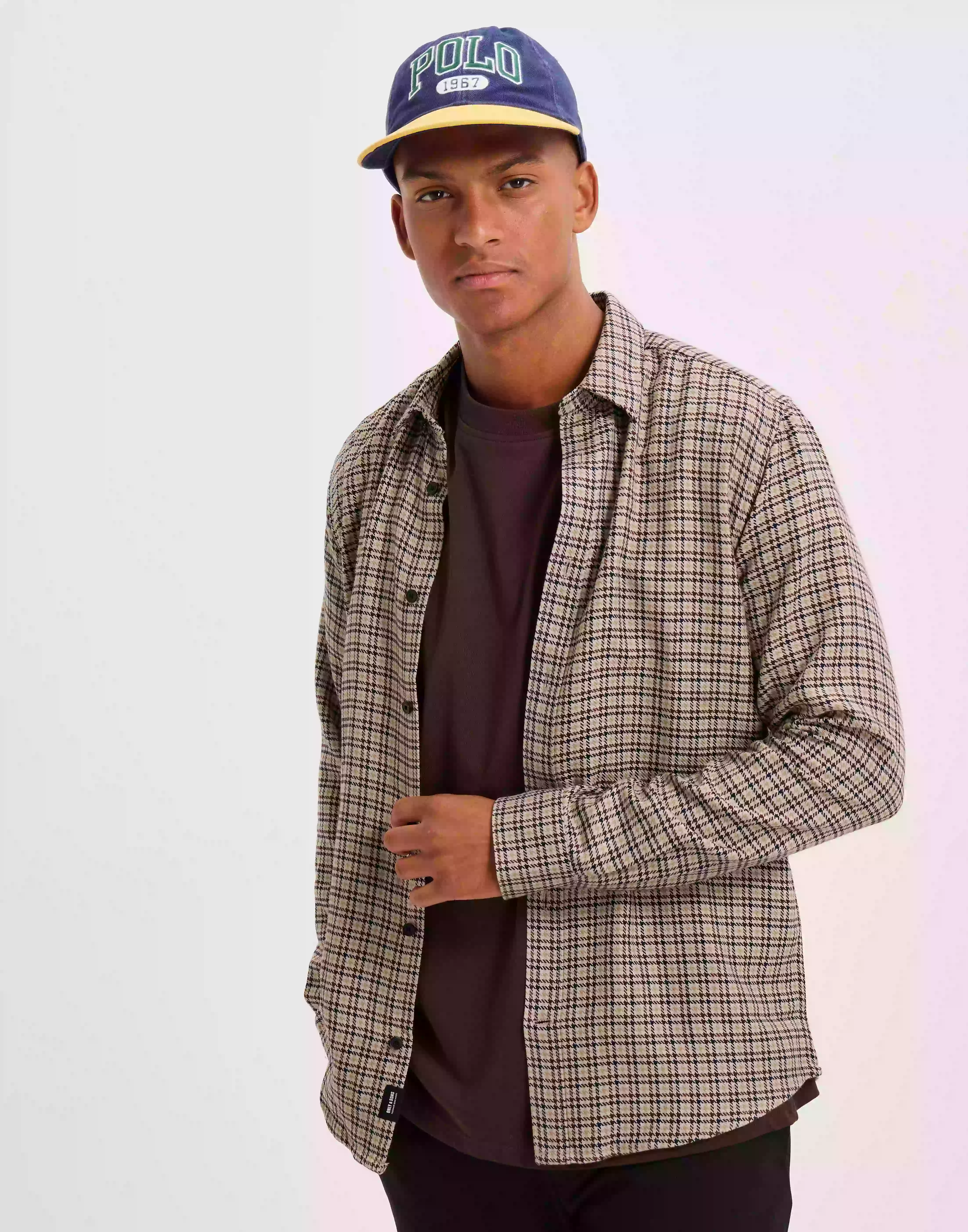 Only & Sons Onstevin Ls Viscose Check Reg Shirt Skjortor Silver Lining