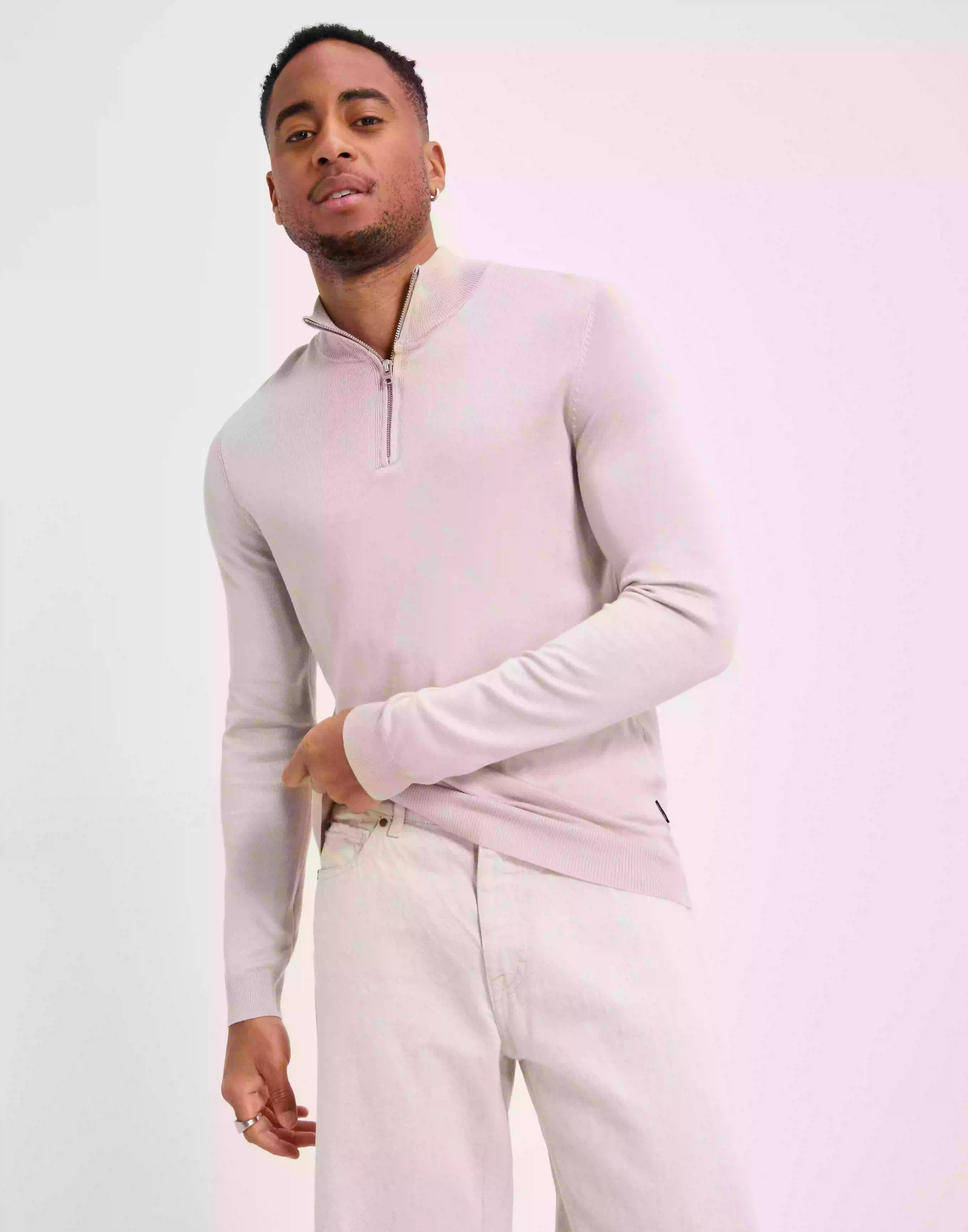 Only & Sons Onswyler Life Reg 14 Half Zip Knit Stickade tröjor Silver Lining