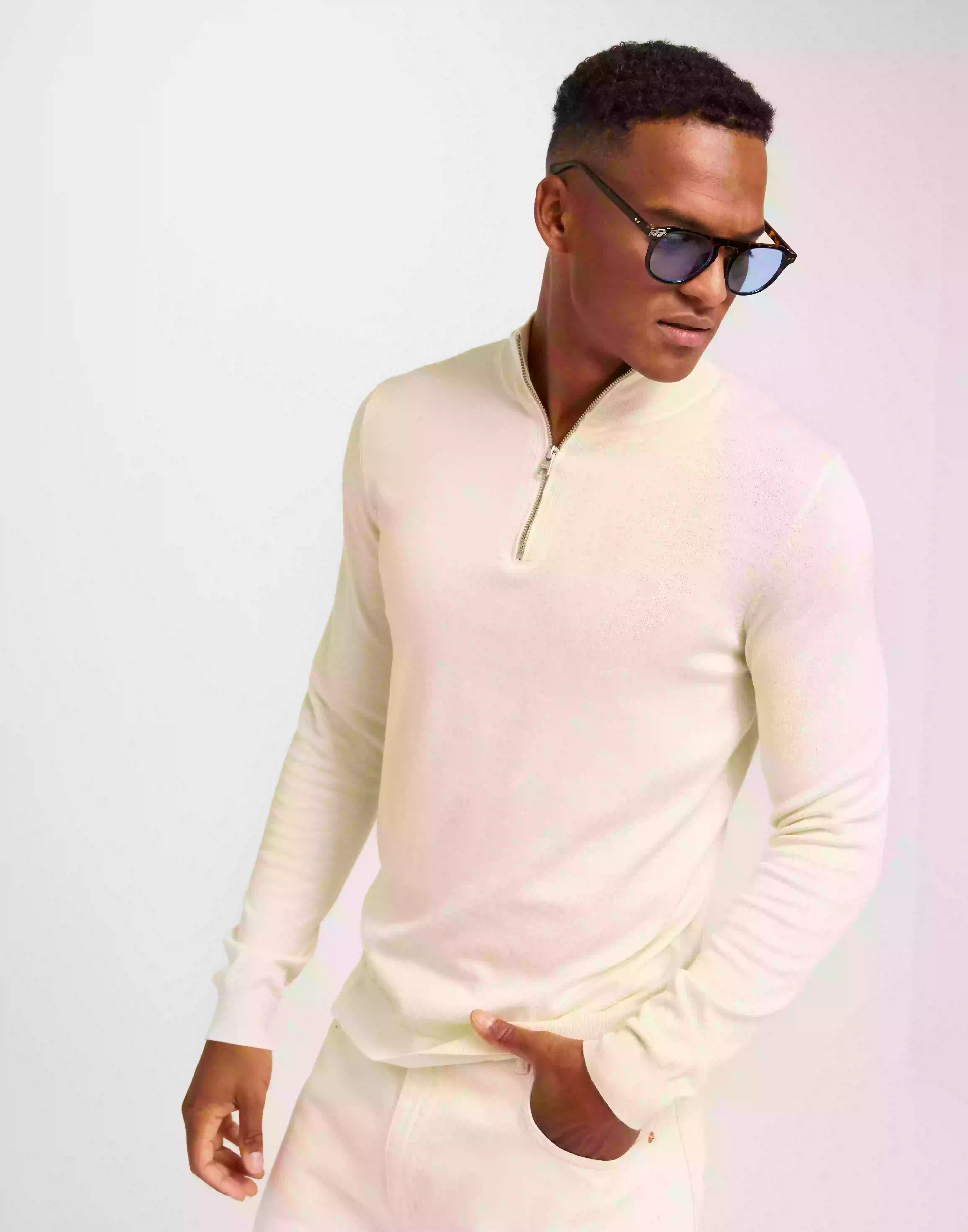 Only & Sons Onswyler Life Reg 14 Half Zip Knit Strikkegensere Star White