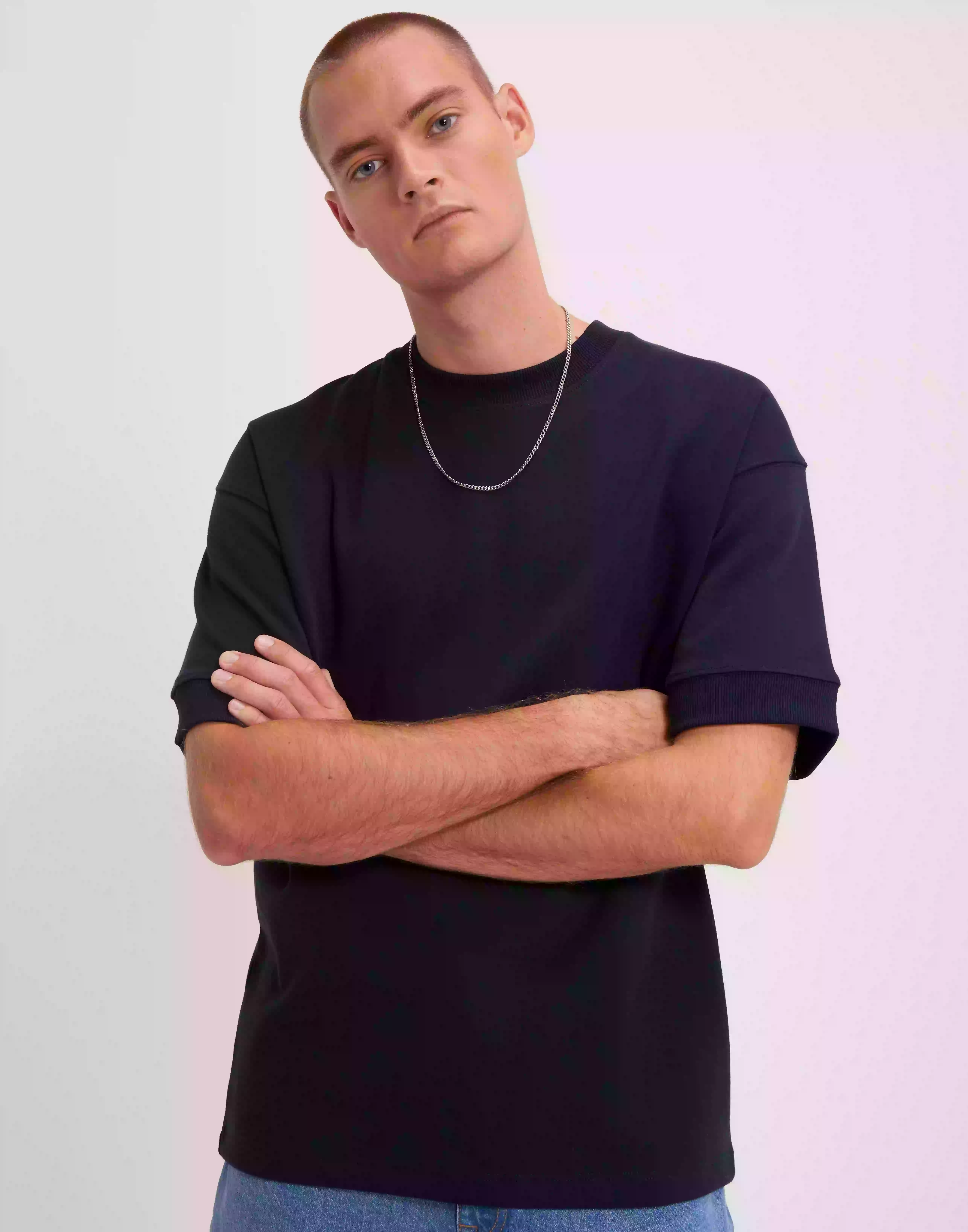 Selected Homme Slhoversizecorton Ss O-Neck Tee W Kortärmade t-shirts Sky Captain
