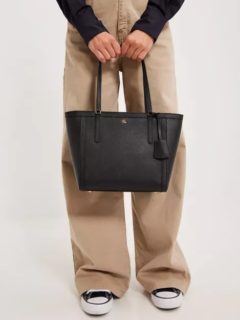 Ralph Lauren Clare Crosshatch Leather Tote Bag - Black