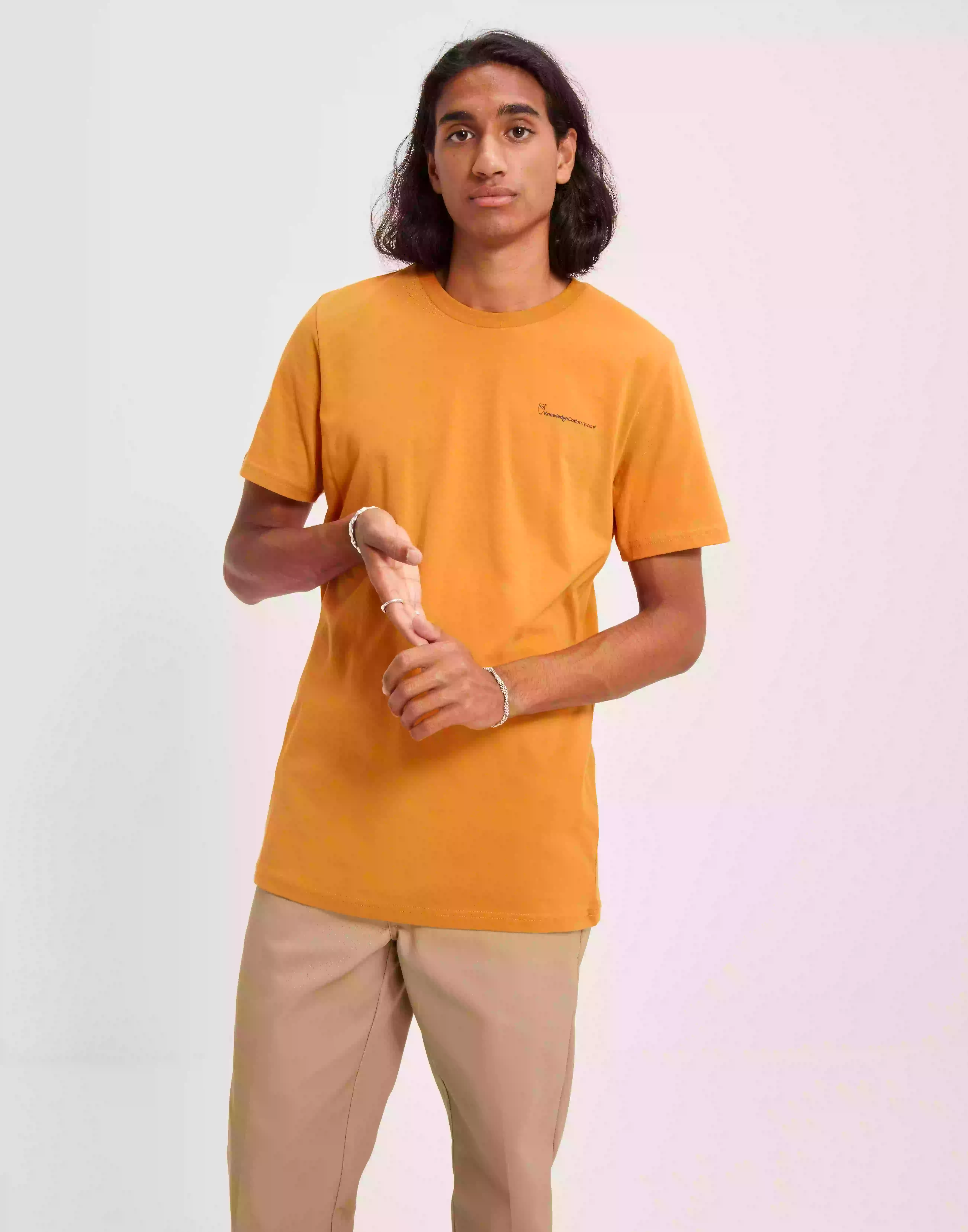 KnowledgeCotton Apparel Knowledge back print t-shirt - GOTS/Vegan T-Shirts & Linnen Desert Sand