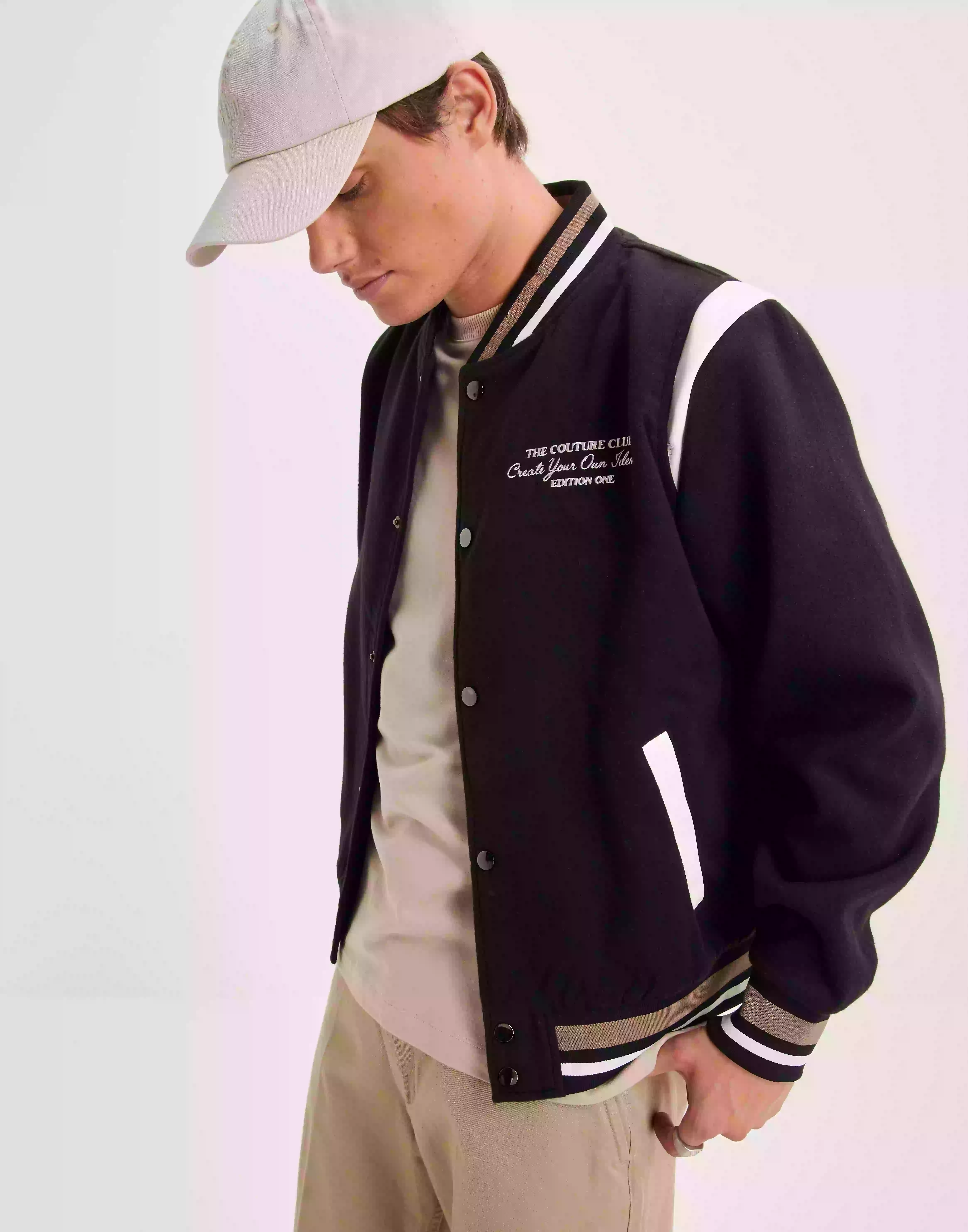 The Couture Club Varsity Bomber-Black Jackor Black