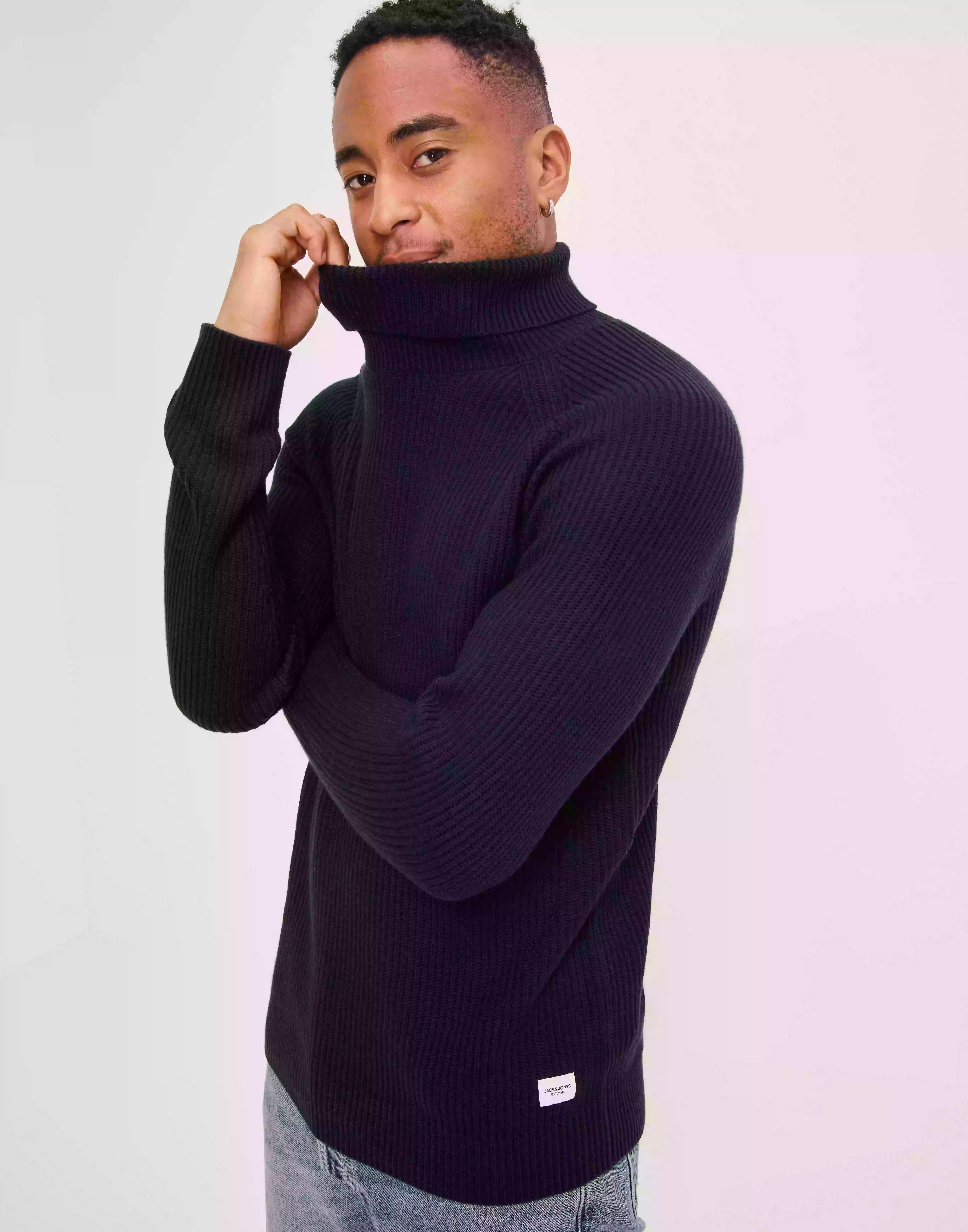 Jack & Jones Jjpannel Knit Roll Neck Pre Polotröjor Navy Blazer
