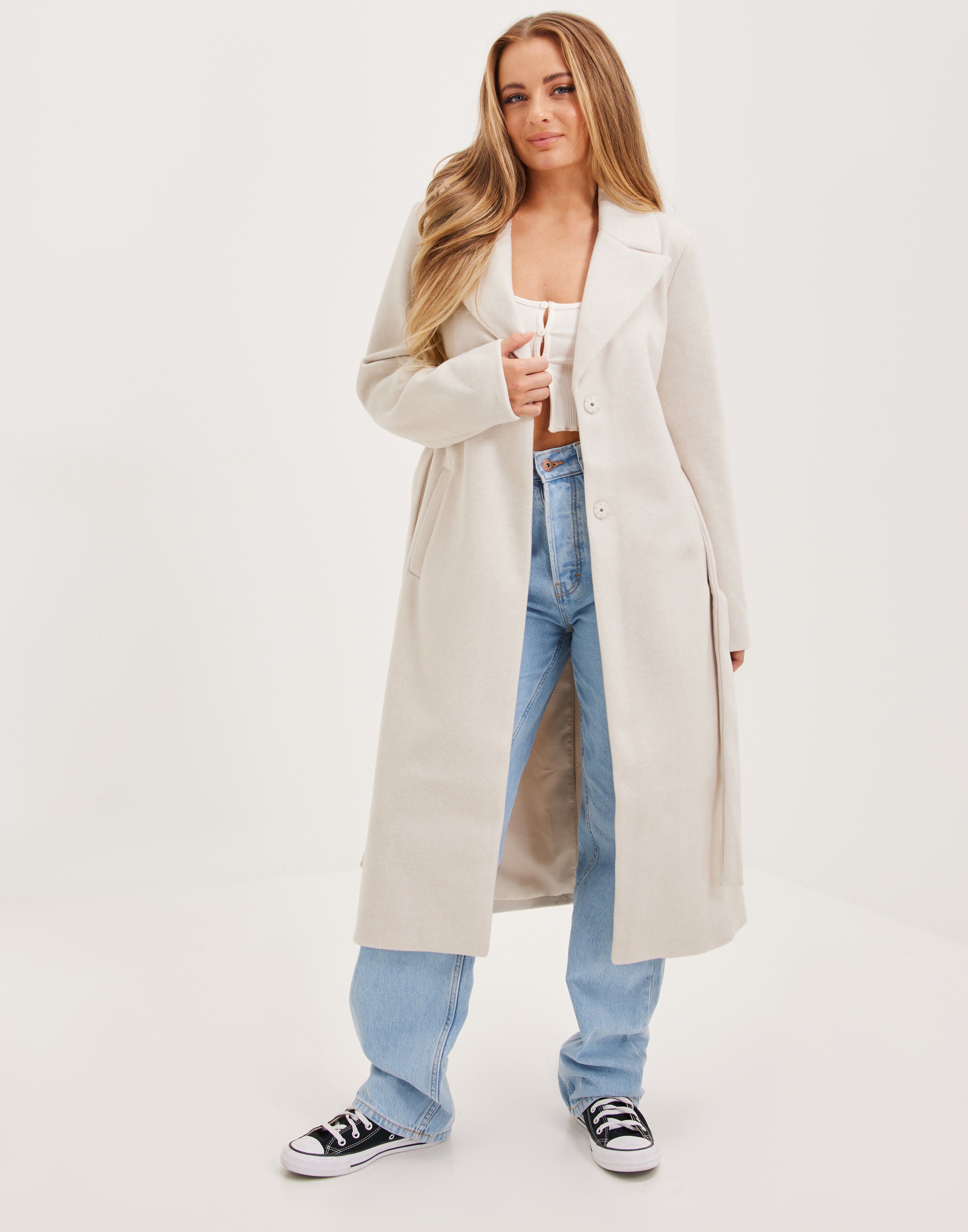 long cream duster coat