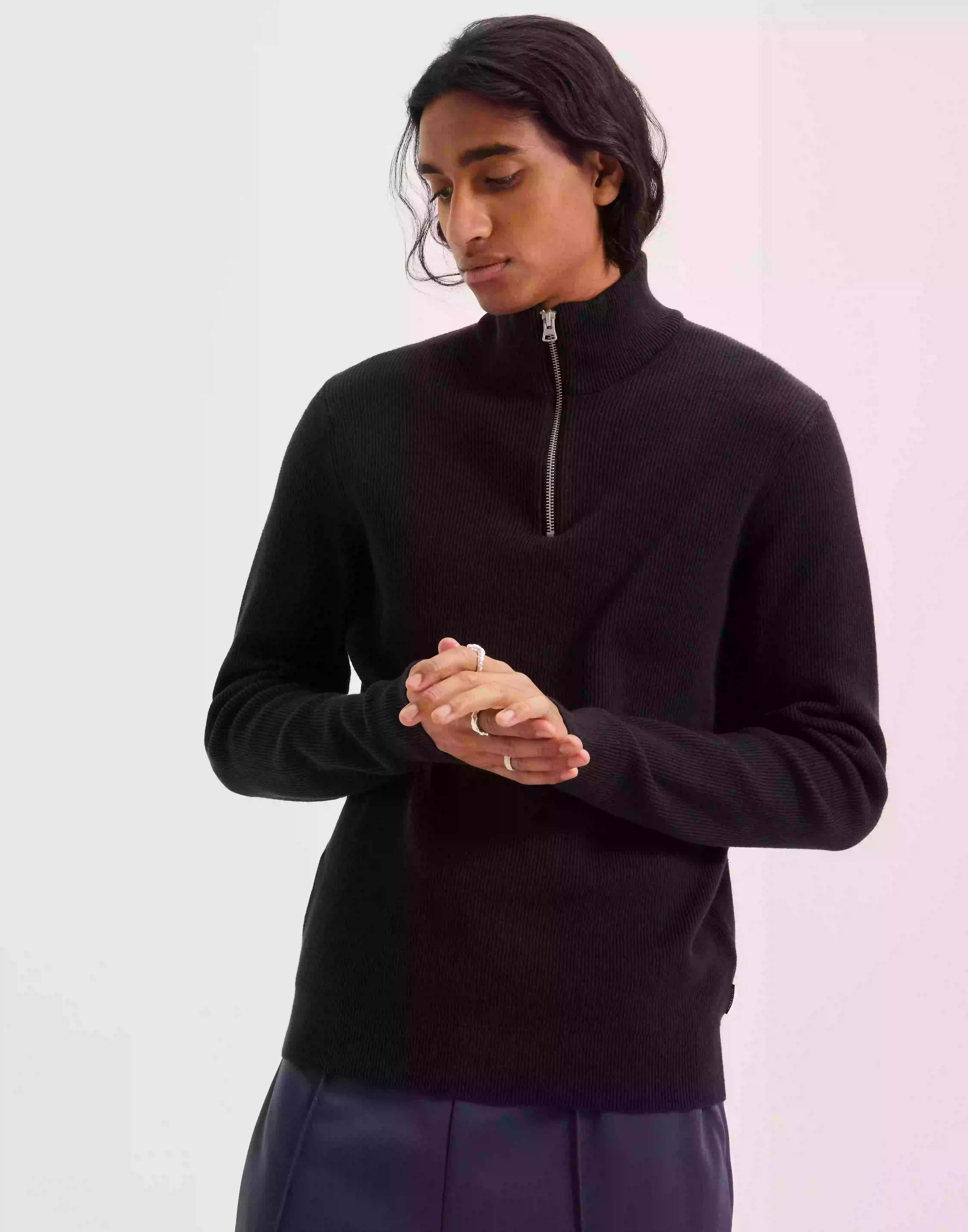 Only & Sons Onsphil Reg 12 Struc Half Zip Knit Gensere Dark Navy