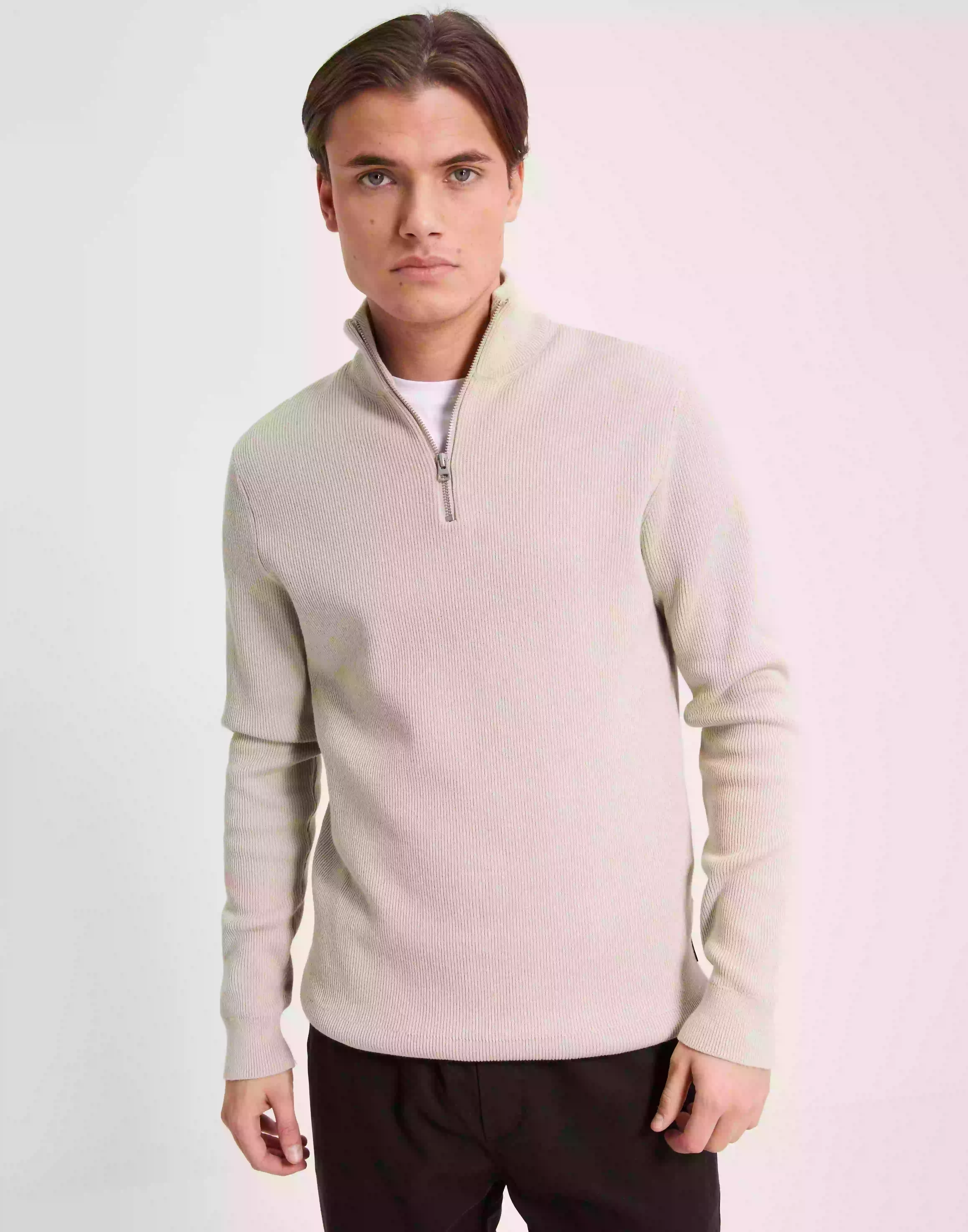 Only & Sons Onsphil Reg 12 Struc Half Zip Knit Tröjor Silver Lining