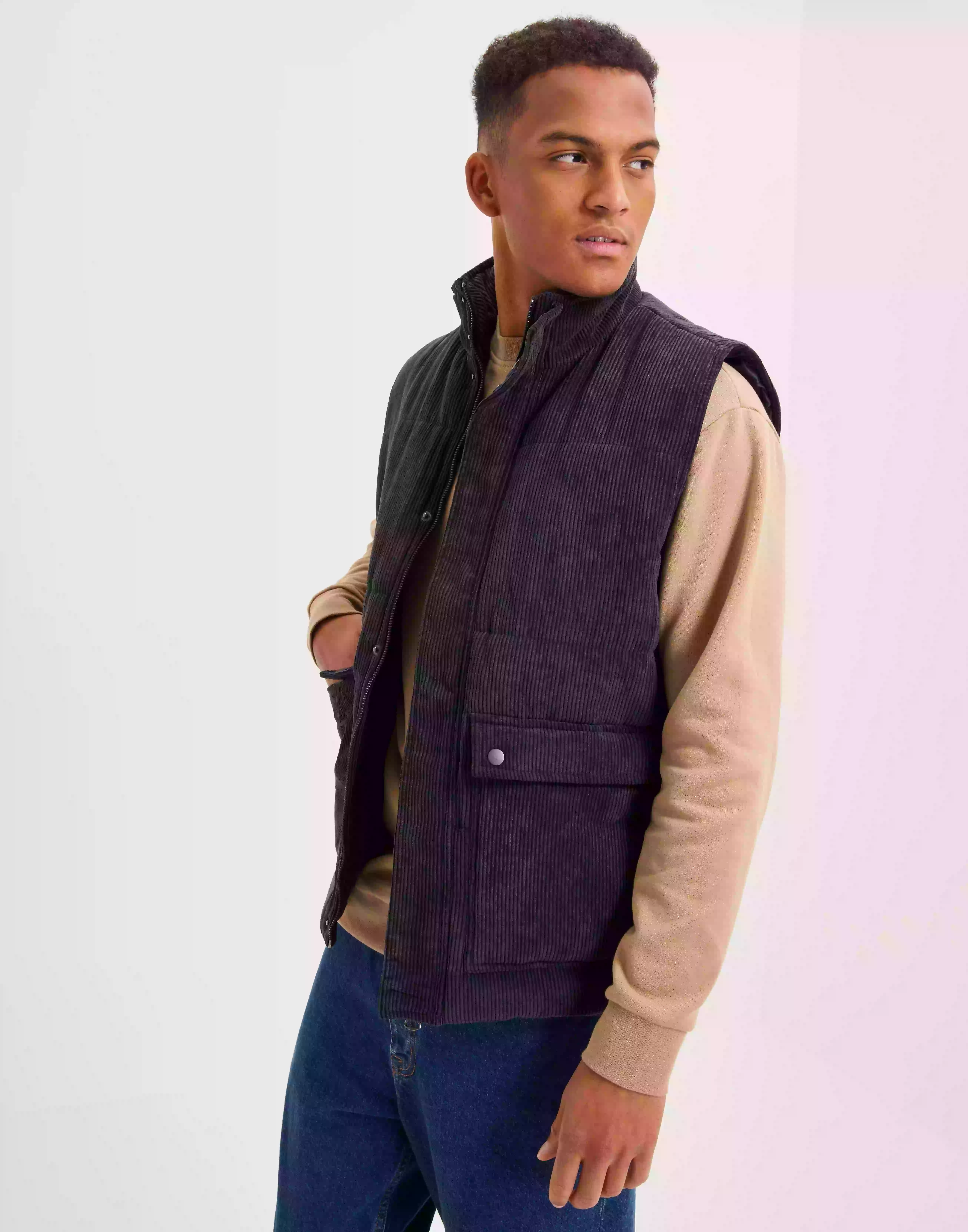 Only & Sons Onscash Corduroy Puffer Vest Otw Västar Obsidian