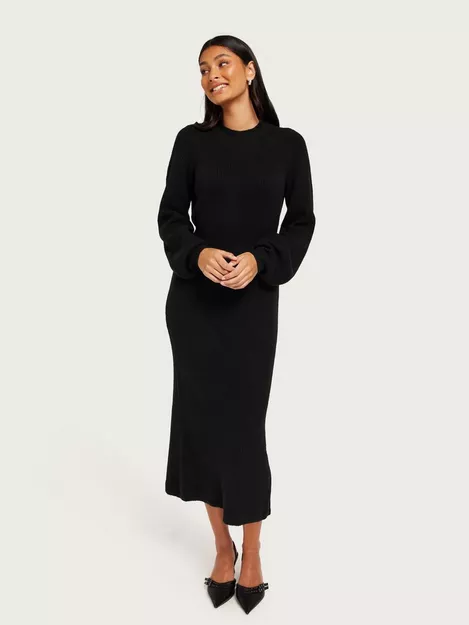 Buy Vero Moda VMANGALINA LS O-NECK 7/8 KNIT DRESS - Black