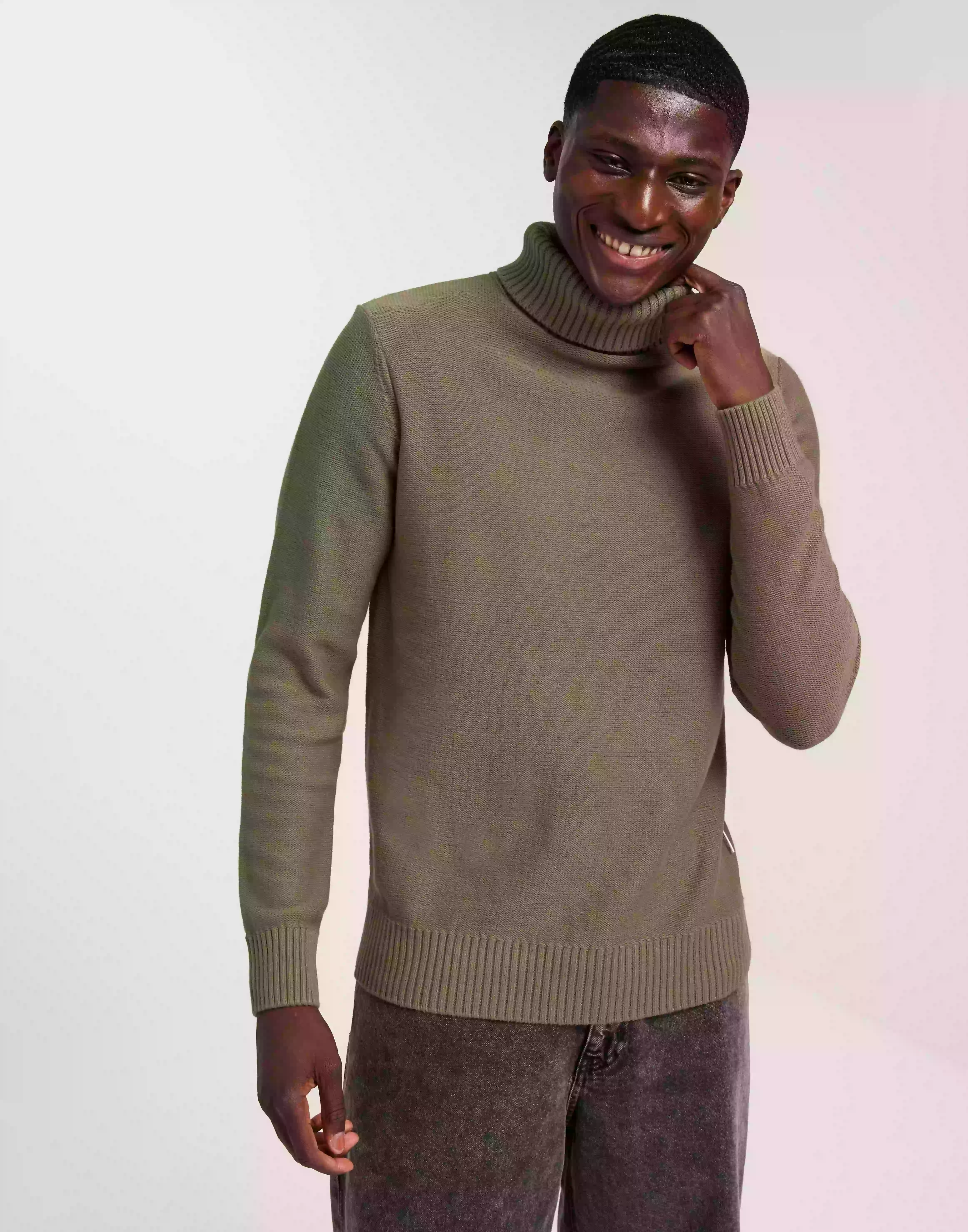 Selected Homme Slhaxel Ls Knit Roll Neck W Pologensere Mermaid Melange